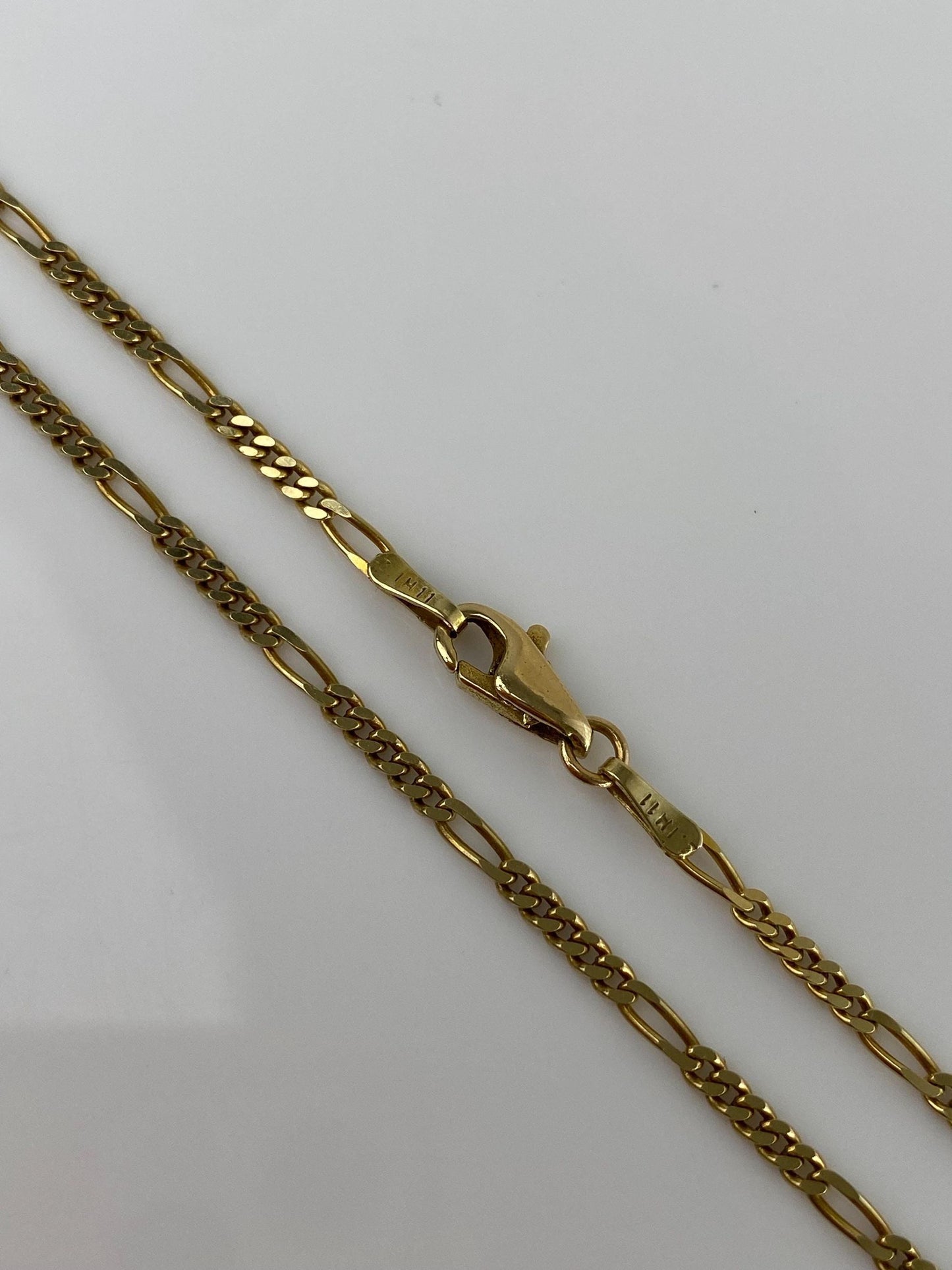 Vintage Solid 14k Yellow Gold Figaro Chain Necklace - 17.75 inches