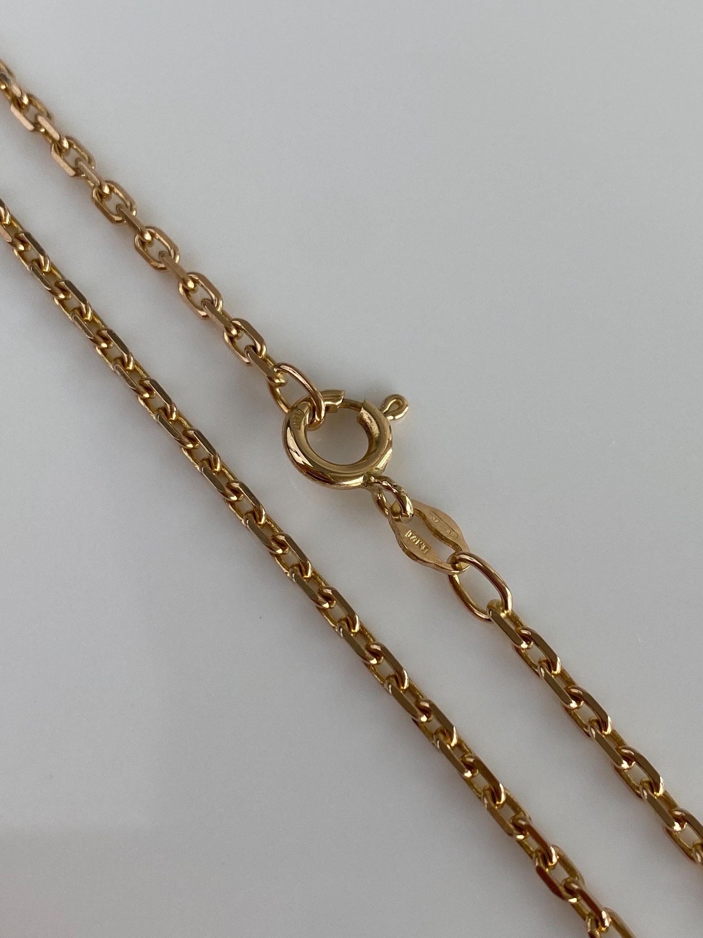 Vintage Solid 14k Yellow Gold Biker Link Chain Necklace - 16.25 inches