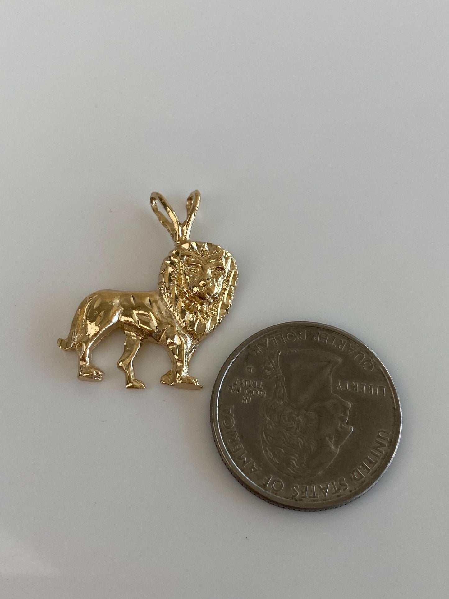 Vintage Solid 14k Yellow Gold Lion Charm