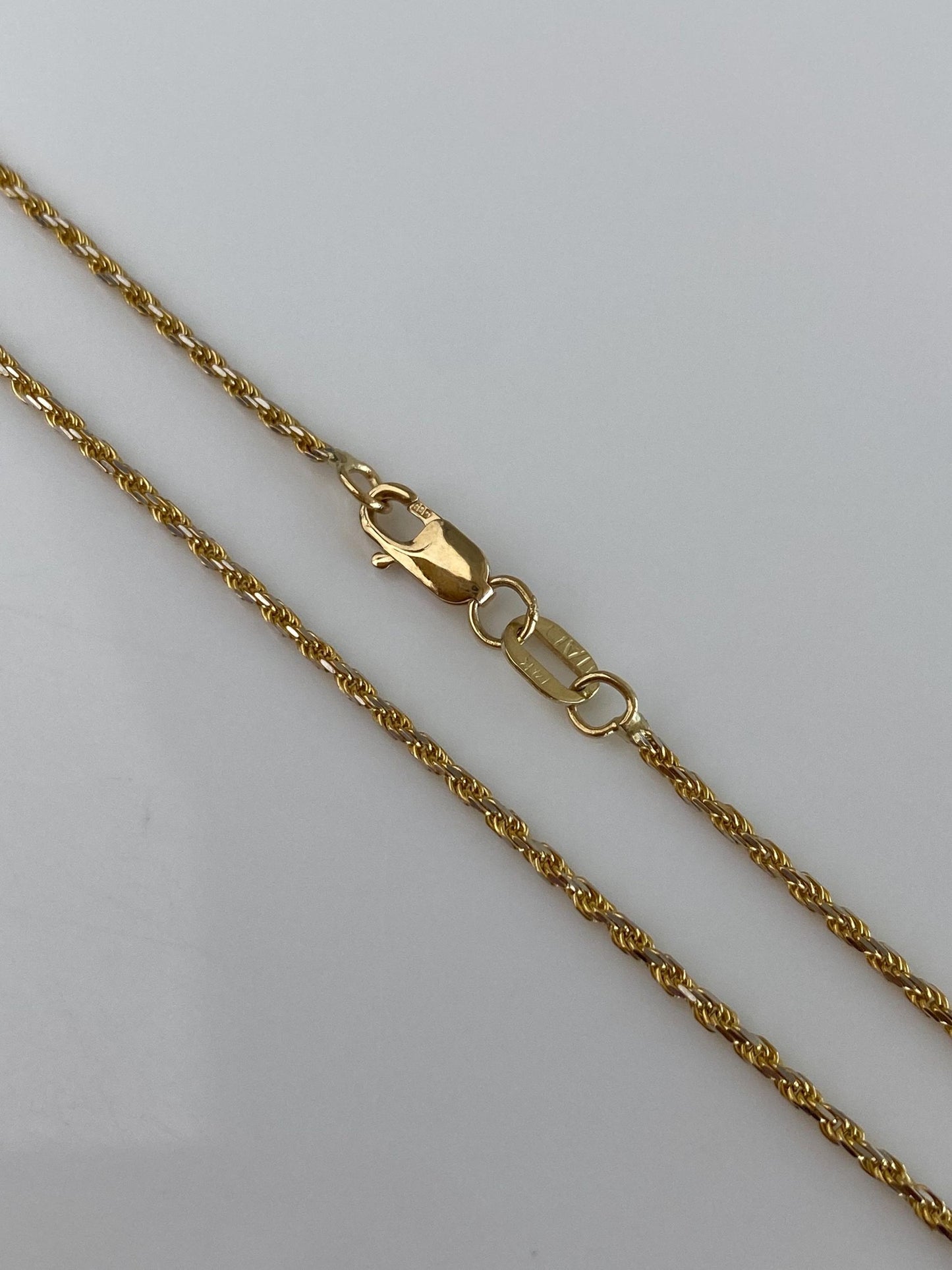 Vintage Solid 14k Yellow Gold Rope Style Chain Necklace - 17.75 inches