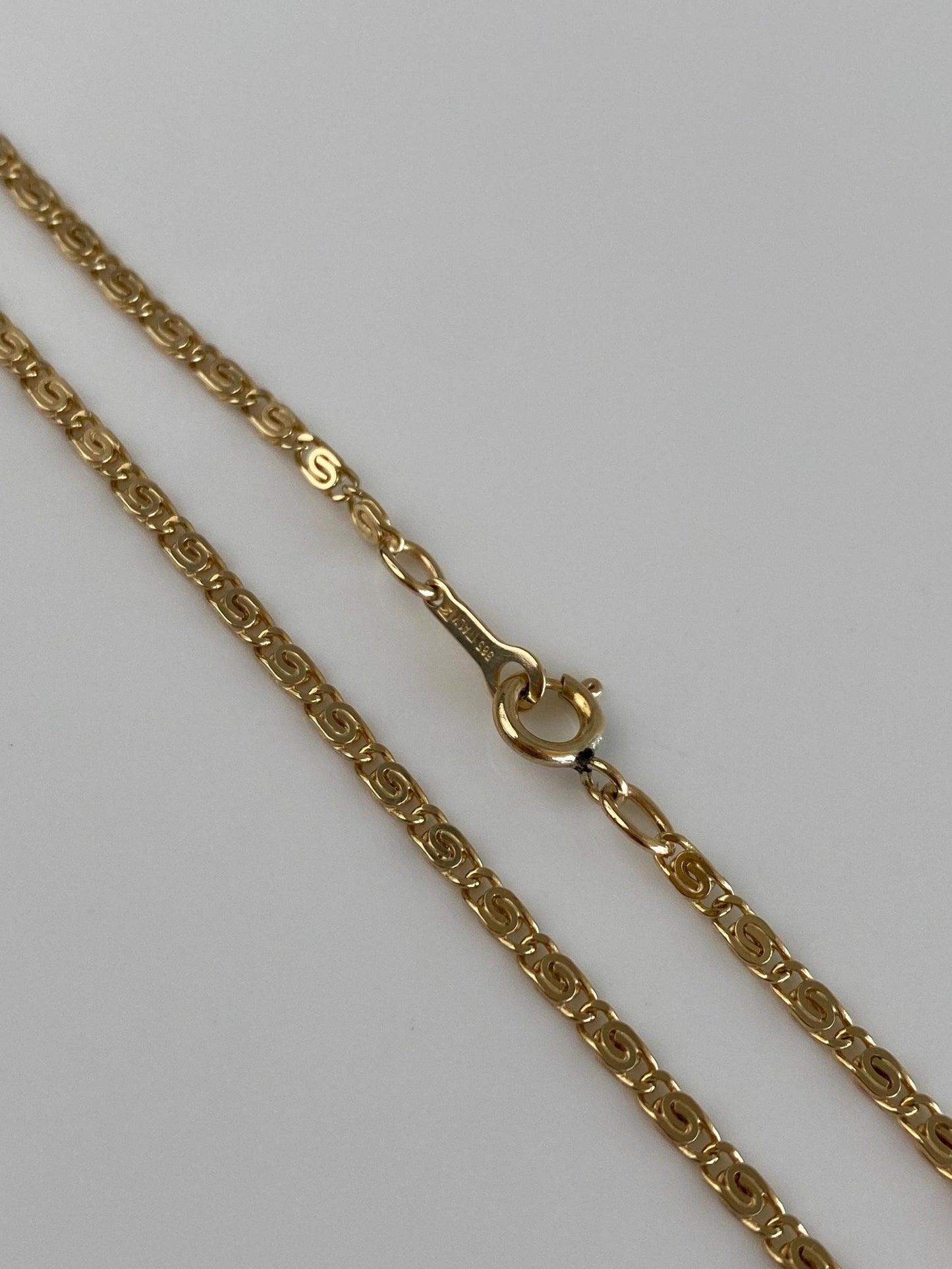 Vintage Solid 14k Yellow Gold Spiral Link Chain Necklace - 19.75 inches
