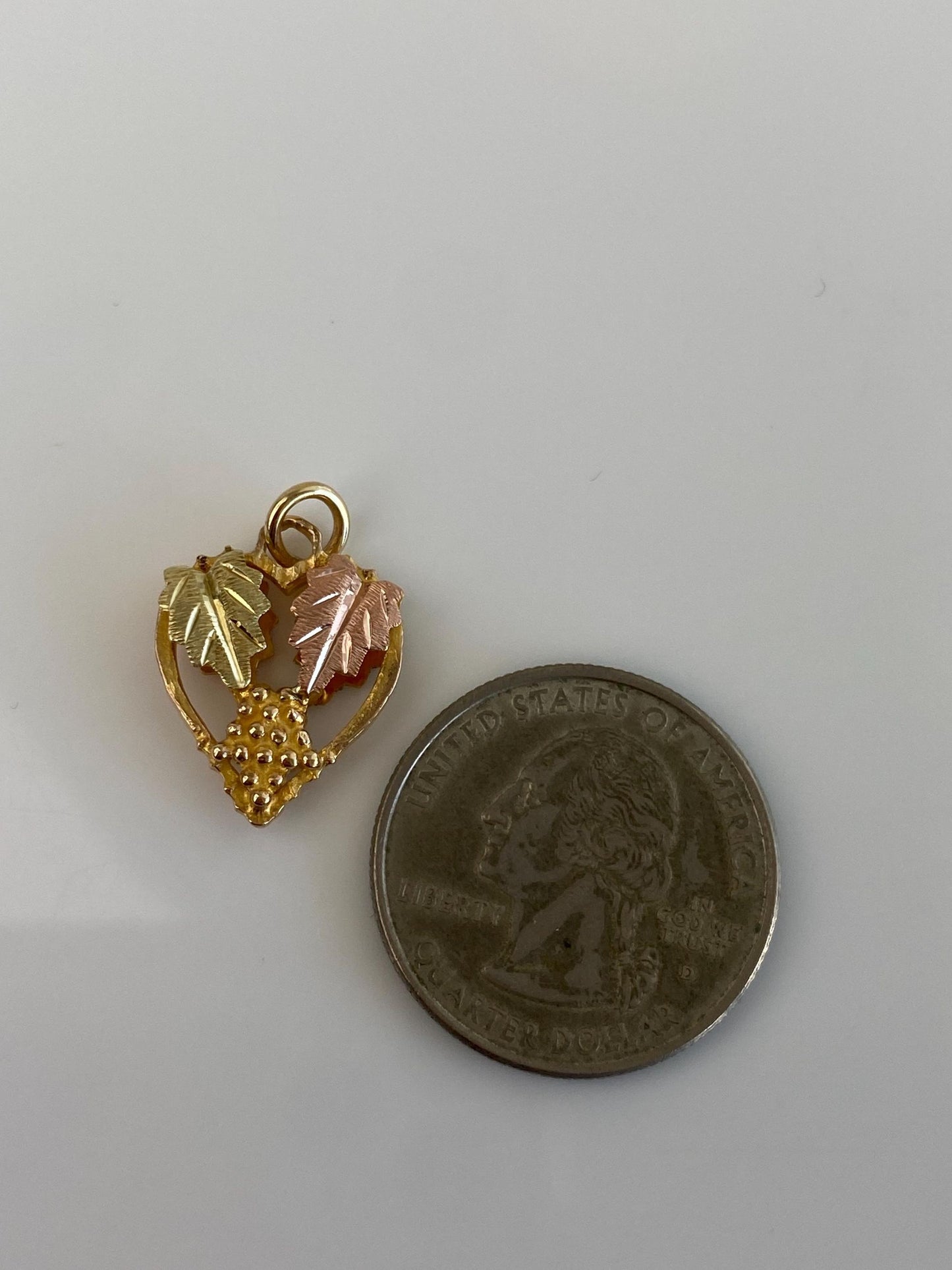 Vintage Solid 10k Black Hills Gold Grape Leaves Charm