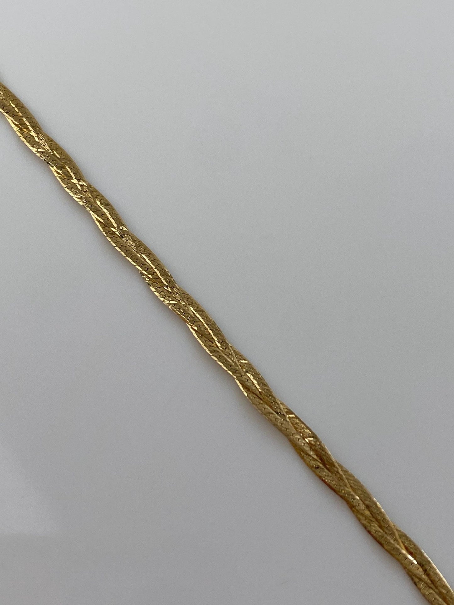 Vintage Solid 14k Yellow Gold Braided Flat Chain Bracelet - 7 inches