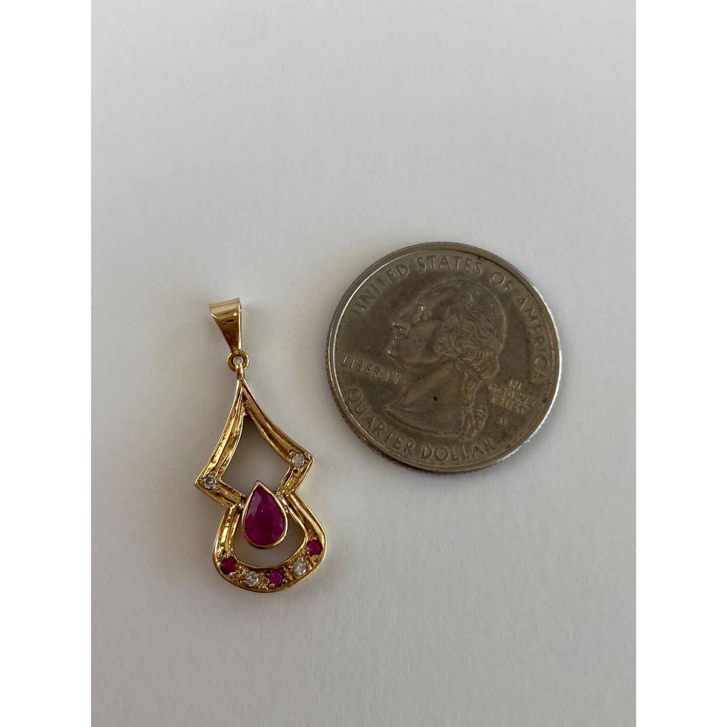 Vintage Solid 14k Yellow Gold Clear Sapphire Pink Spinel Charm