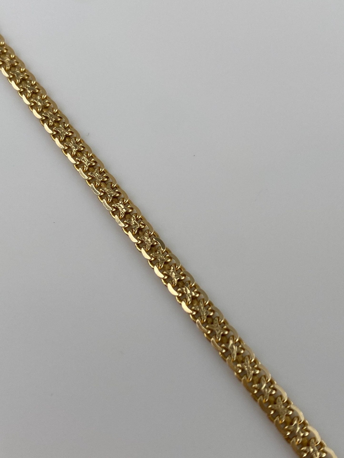 Vintage Solid 14k Yellow Gold Bismark Chain Bracelet - 7 inches
