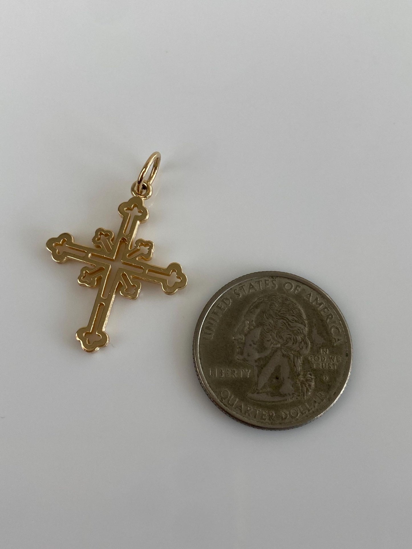 Vintage Solid 14k Yellow Gold Cross Charm