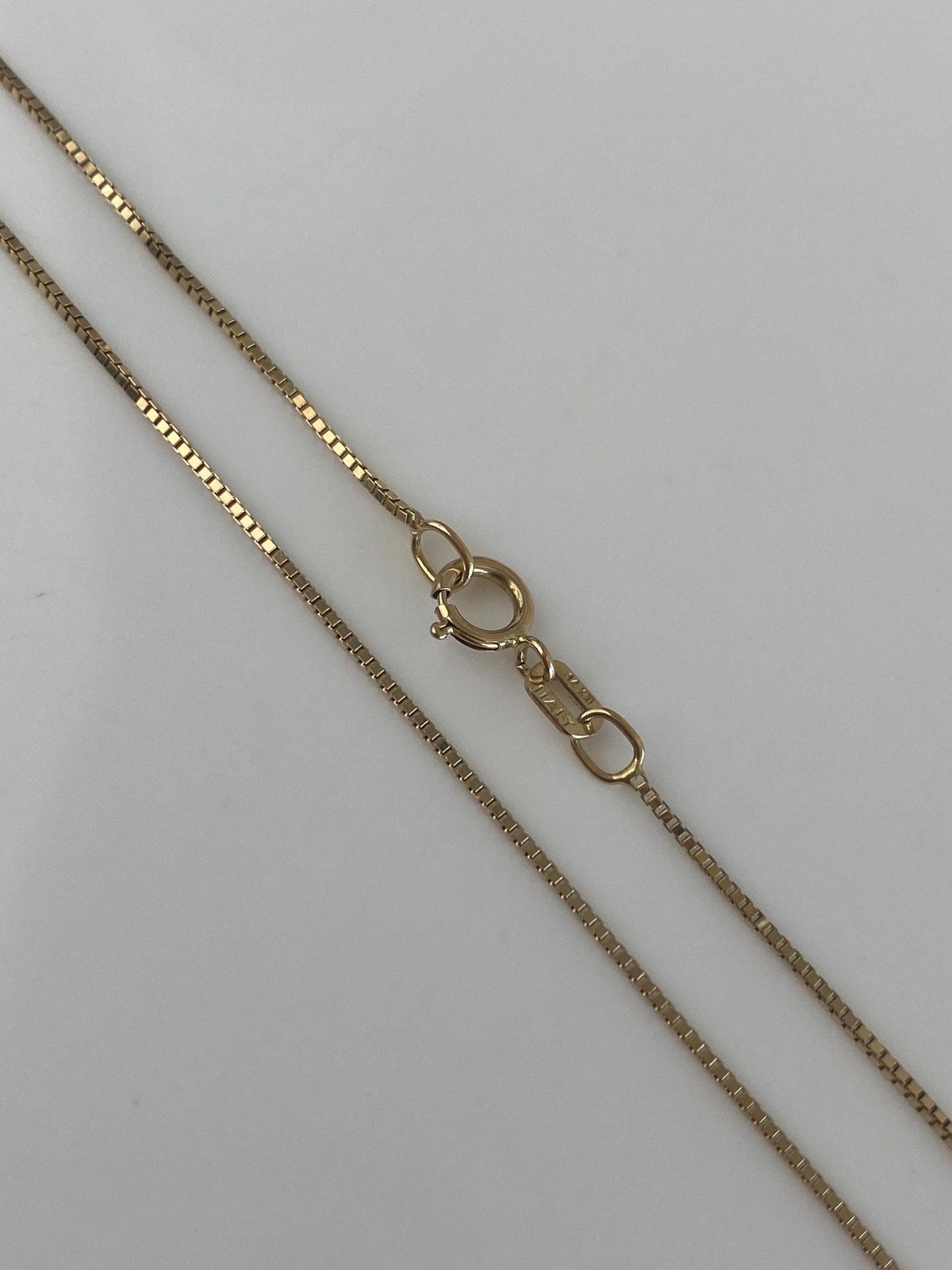 Vintage Solid 14k Yellow Gold Box Chain Necklace - 18 inches