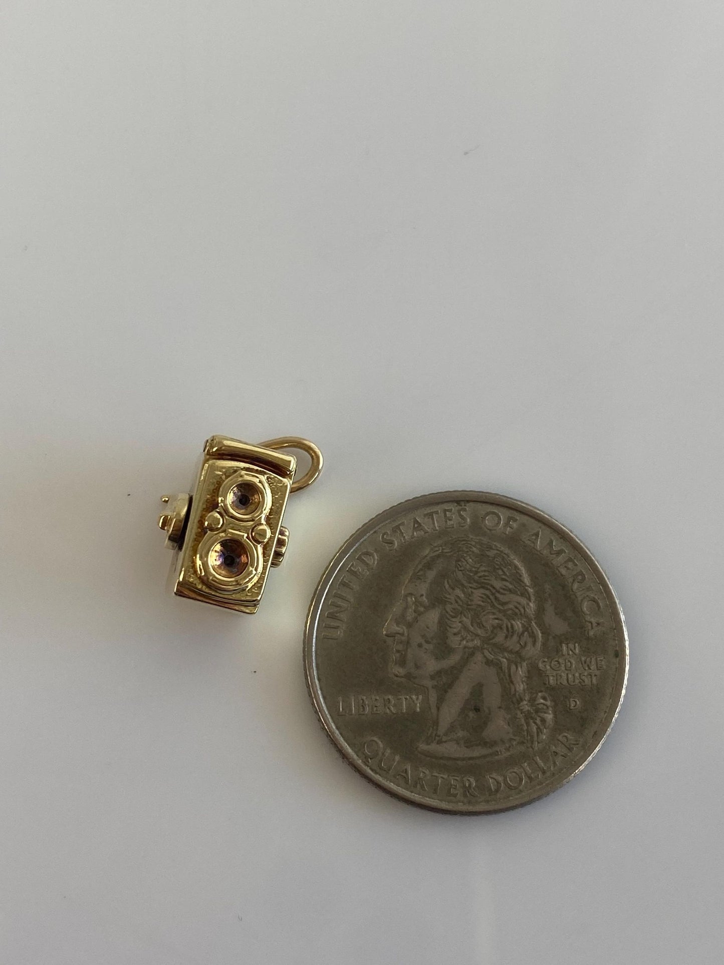 Vintage Solid 14k Yellow Gold Articulated Antique Film Camera Charm