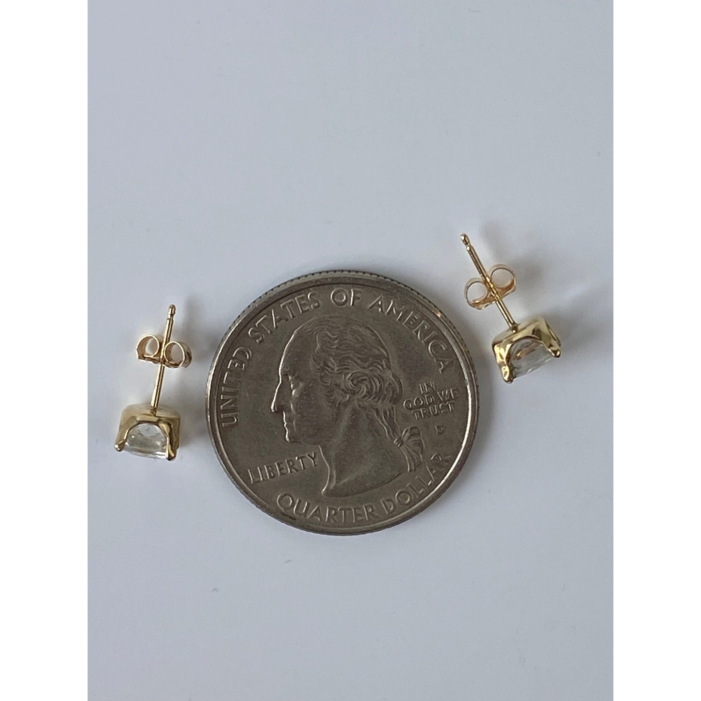 Solid 14k Yellow Gold Cubic Zirconia Stud Earrings