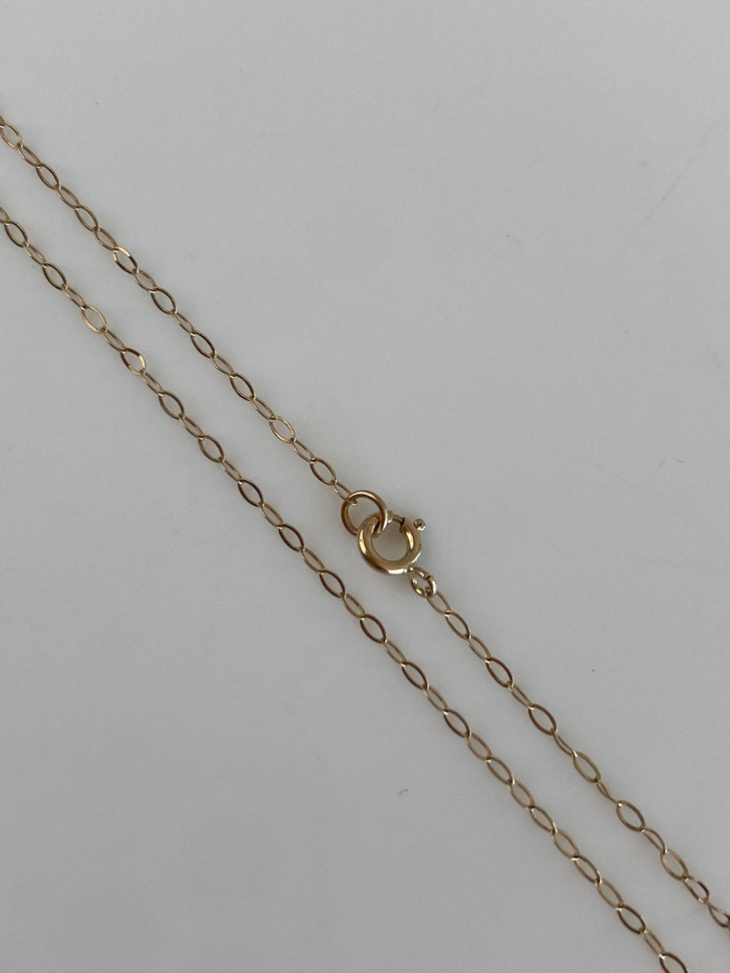 Vintage Solid 9k Yellow Gold Elongated Cable Chain Necklace - 18 inches