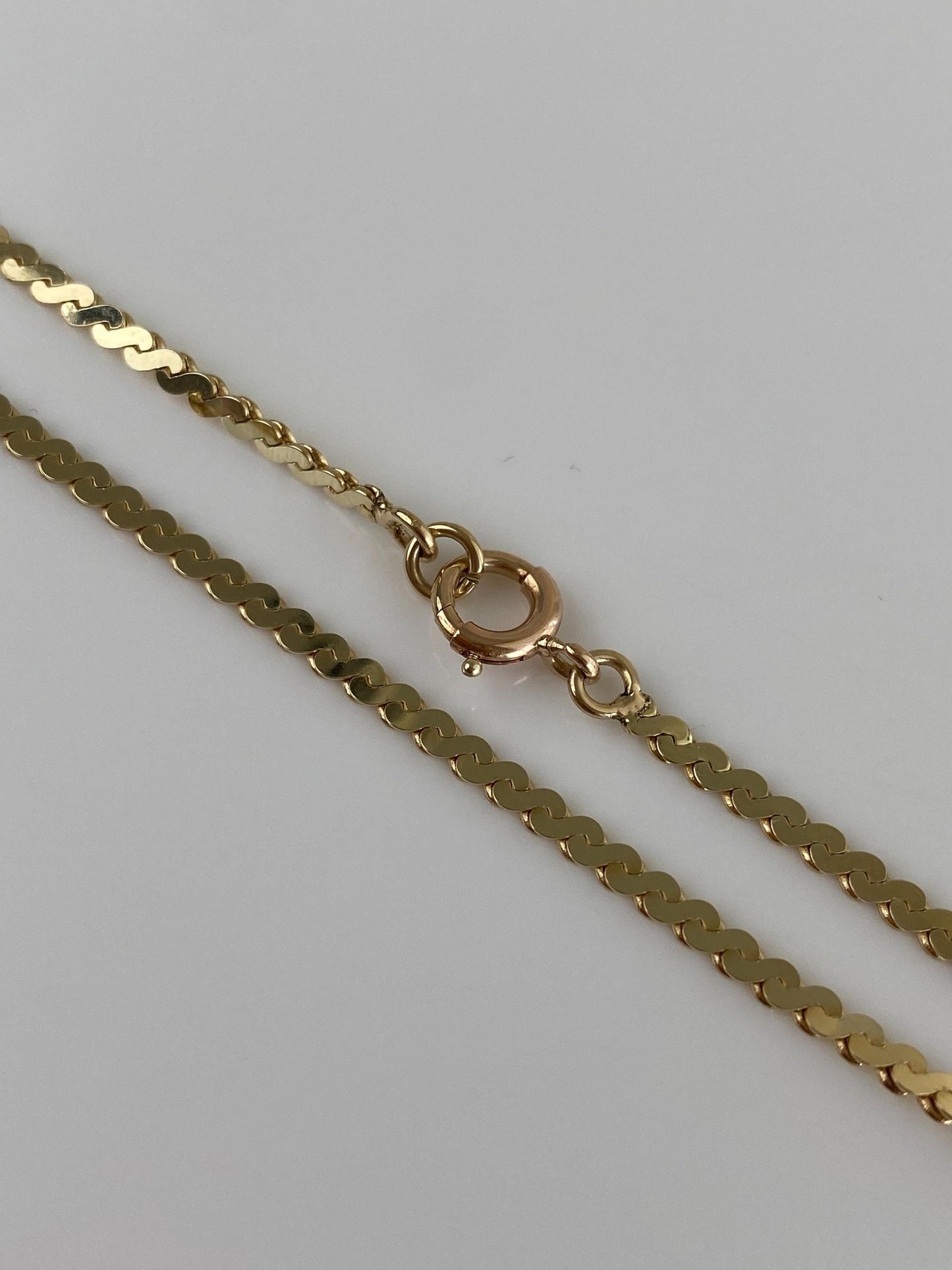 Vintage Solid 14k Yellow Gold Chunky Serpentine Chain Necklace - 20 inches