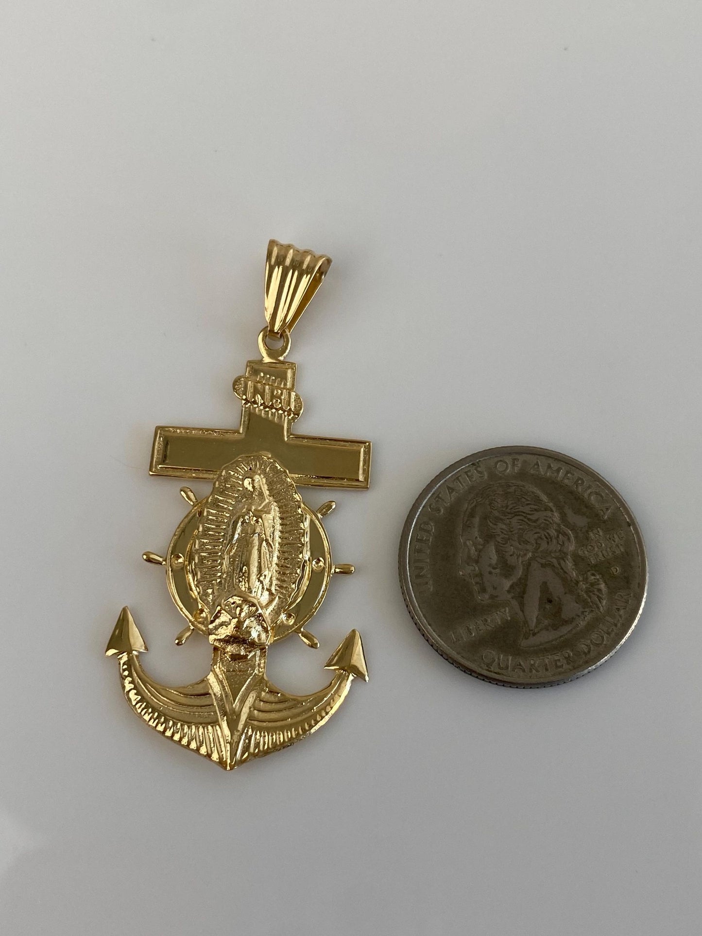 Vintage Solid 18k Yellow Gold Religious Anchor Charm