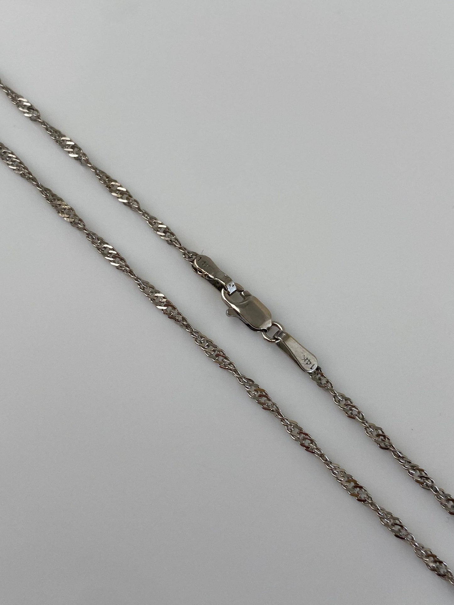 Vintage Solid 14k White Gold Twist Chain Necklace - 20 inches