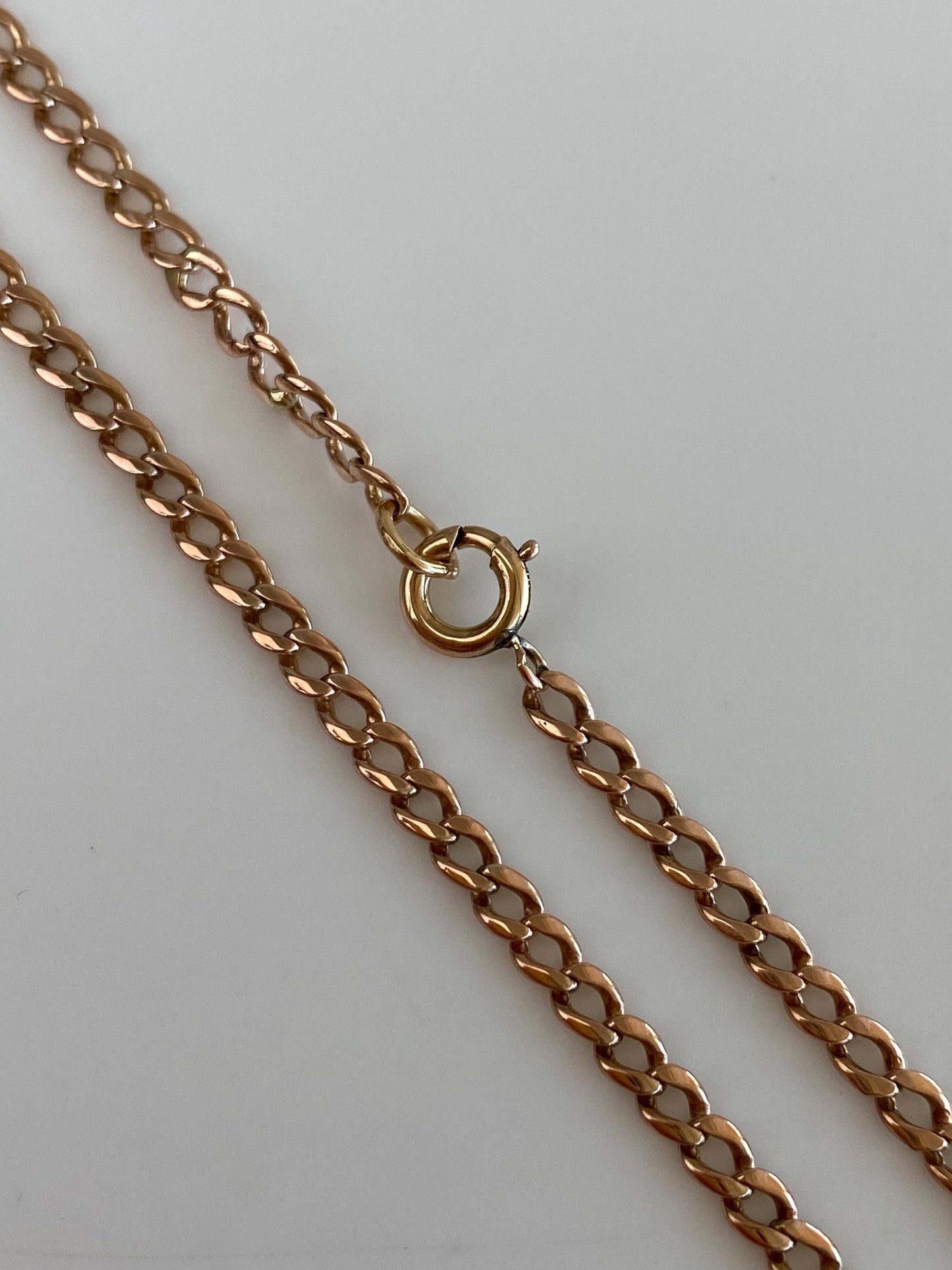 Vintage Solid 9k Rose Gold Elongated Curb Chain Necklace - 21.25 inches