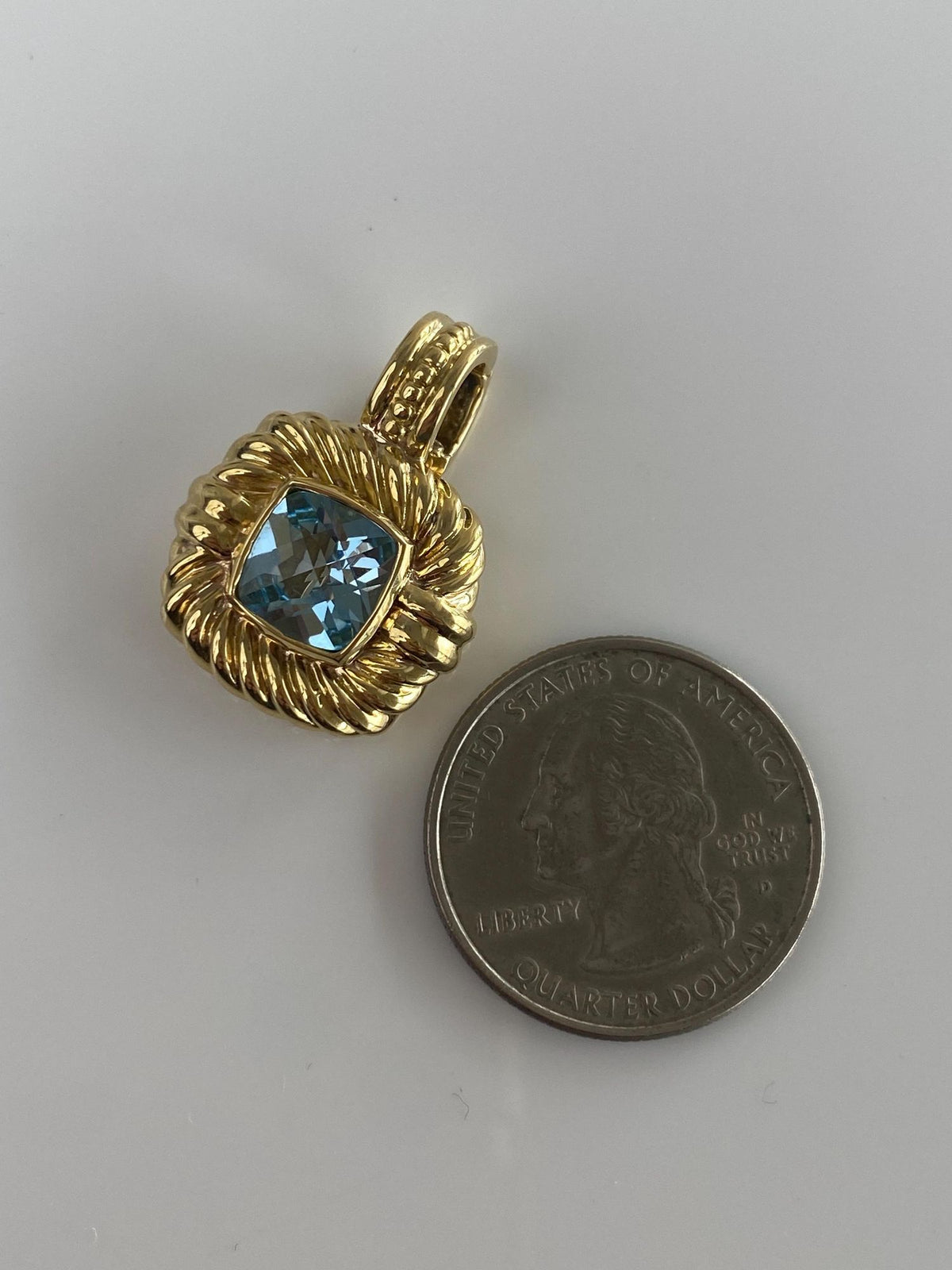 David Yurman Vintage Solid 18k Yellow Gold Rose Cut Topaz Charm