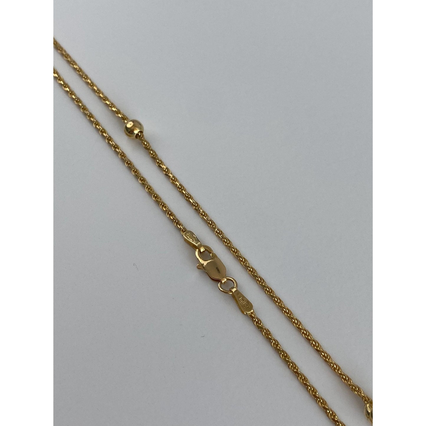 Vintage Solid 18k Yellow Gold Gold Ball Dainty Rope Chain Necklace - 23.75 inches