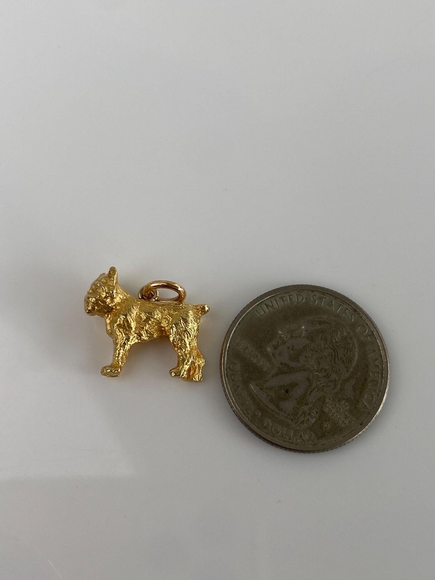 Vintage Solid 18k Yellow Gold Brussels Griffon Dog Charm