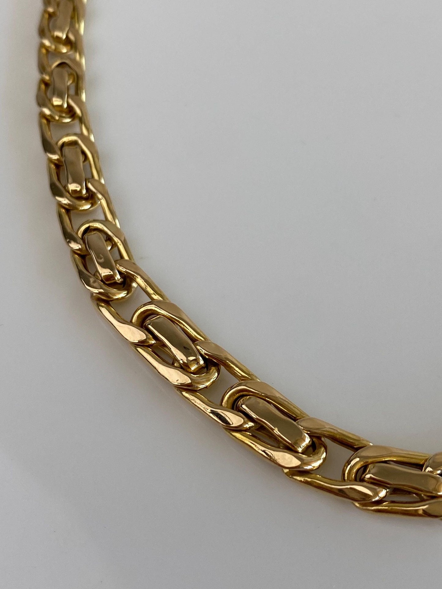 Vintage 14k Yellow Gold Fancy Link Graduated Chain Necklace - 17.5 inches