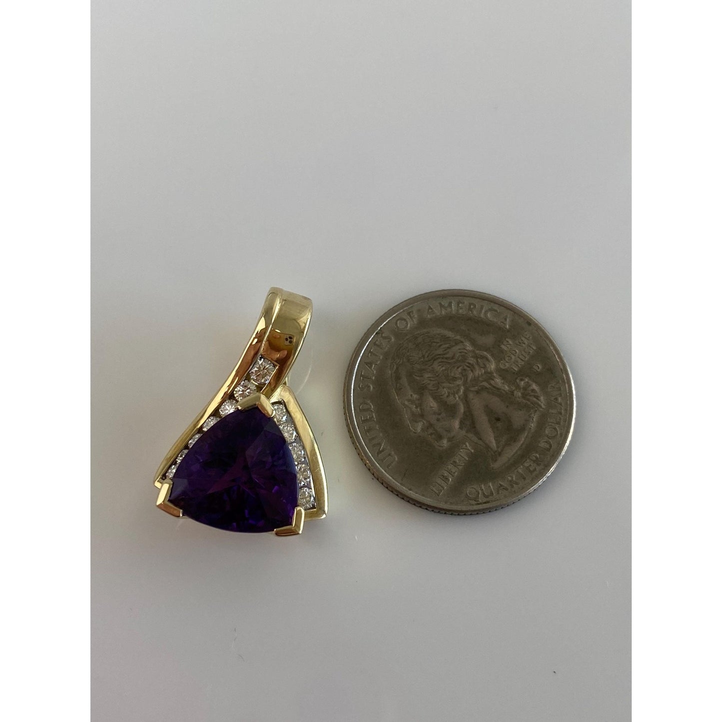 Vintage Solid 14k Yellow Gold Diamond Amethyst Charm