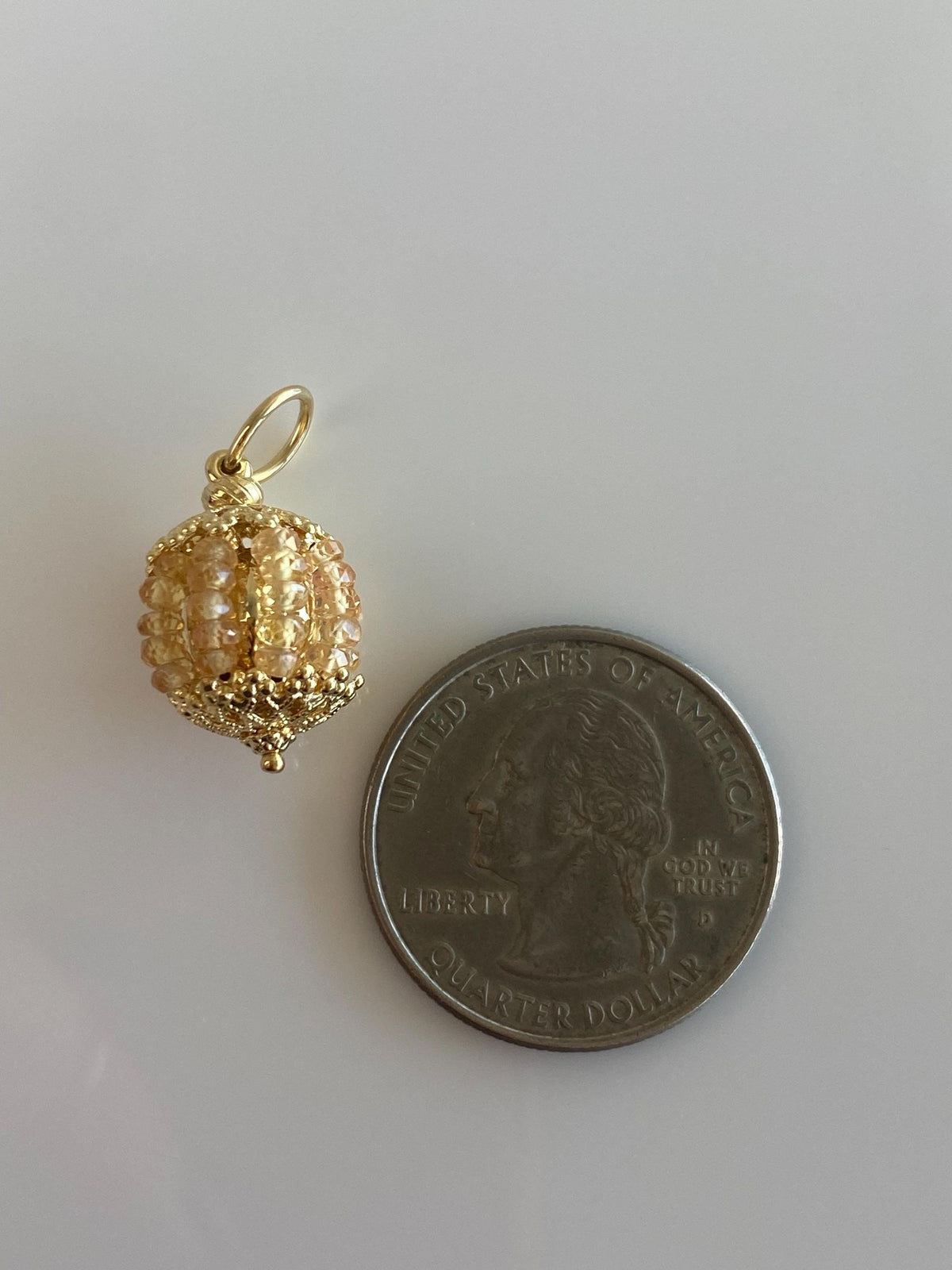 Vintage 18k Yellow Gold Yellow Sapphire Beads Ball Charm