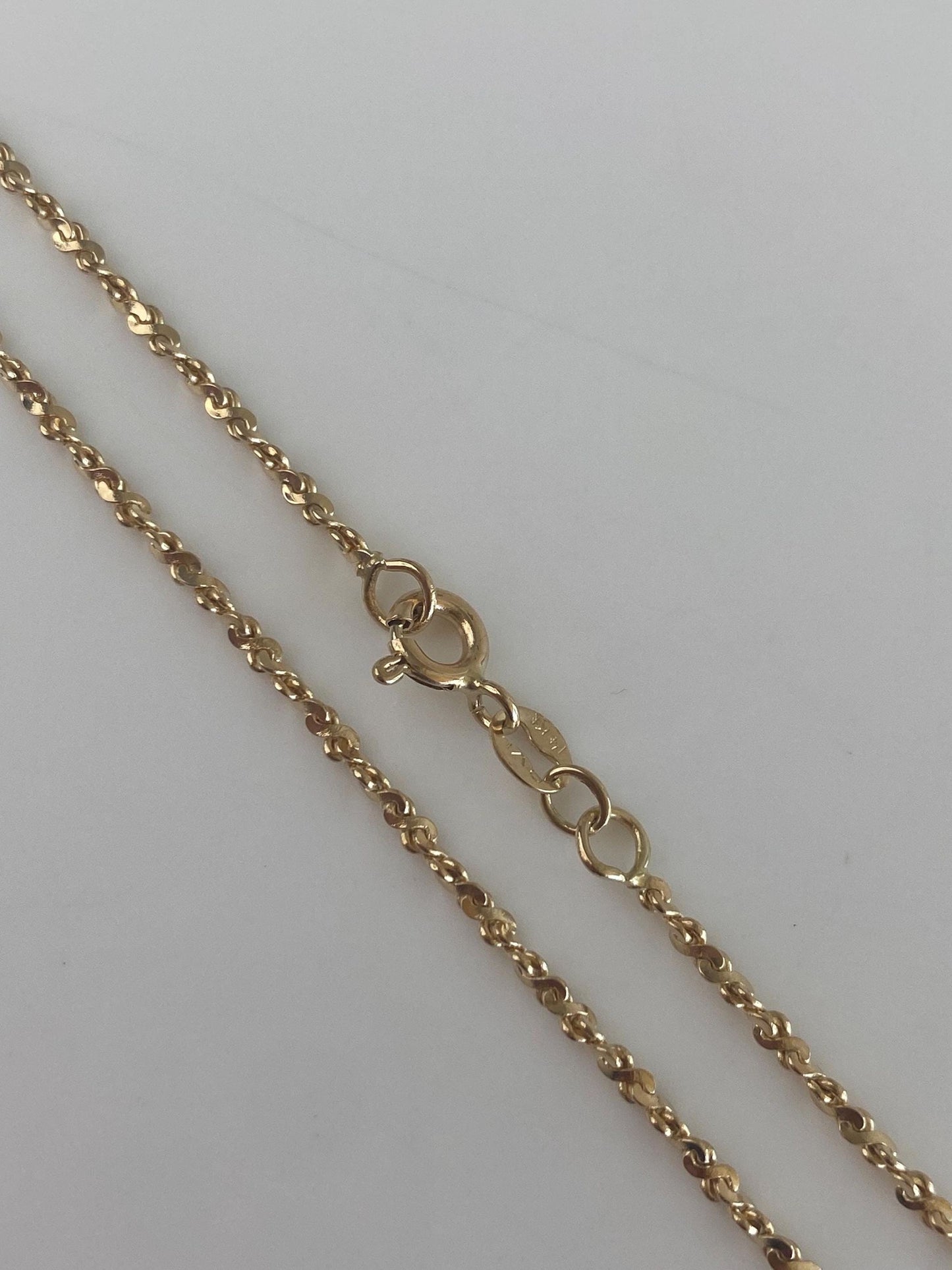 Vintage Solid 14k Yellow Gold Twisted Serpentine Chain Necklace - 18 inches