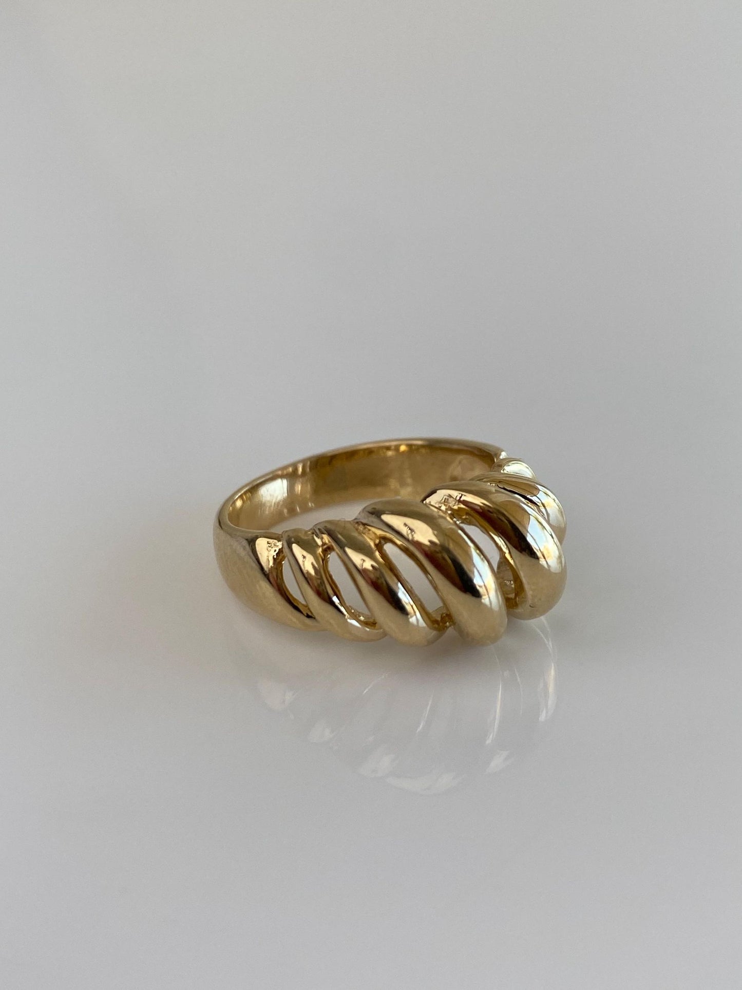 Solid 14k Yellow Gold Croissant Ring - Size 5.5