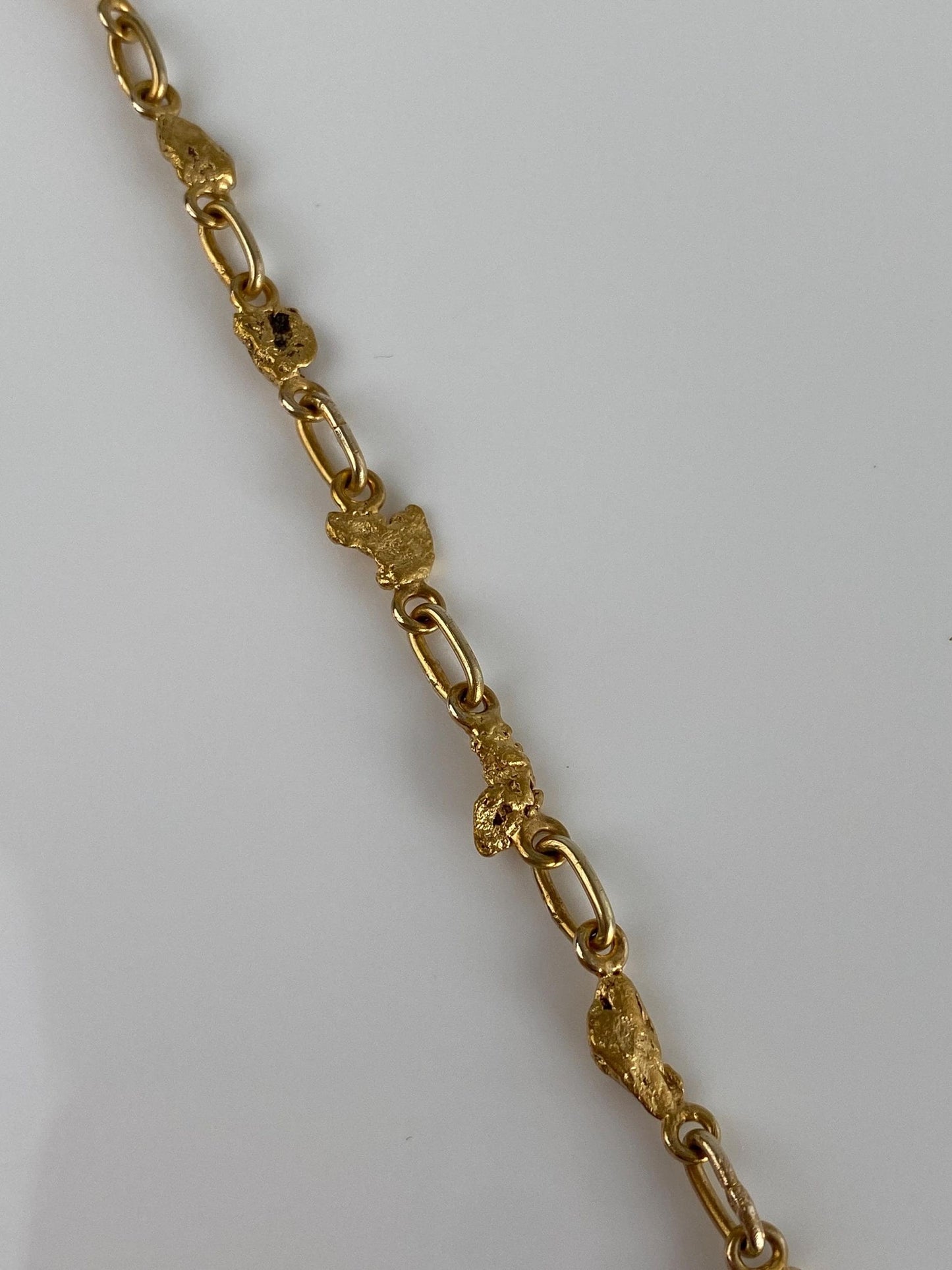 Vintage Solid 14k & 21k Yellow Gold Nugget Link Bracelet - 6.75 inches