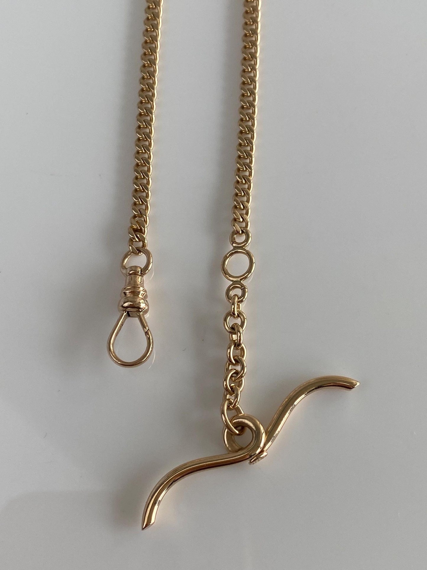 Vintage Solid 14k Yellow Gold Curb Chain Pocket Watch Necklace - 19 inches