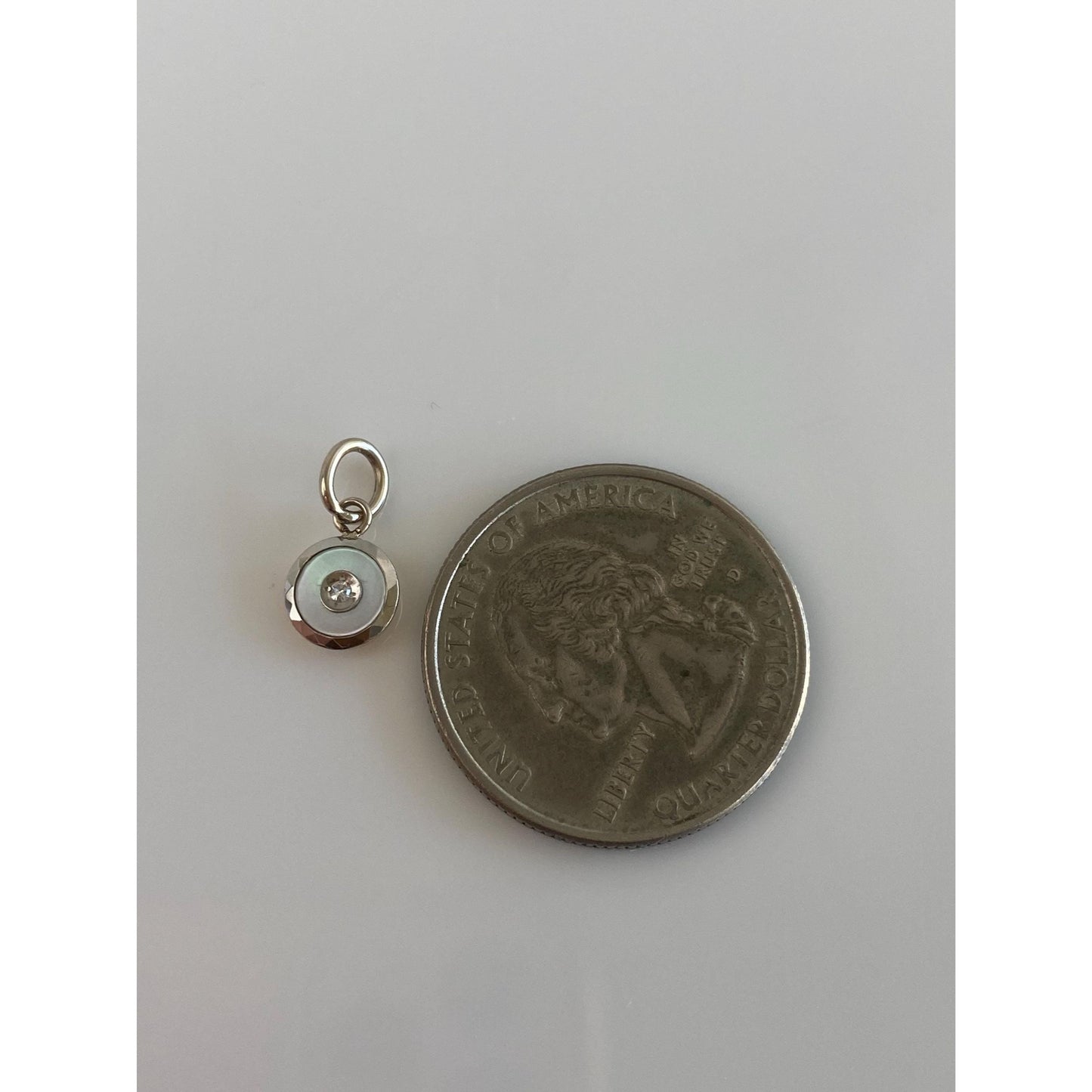 Vintage 14k White & Yellow Gold Diamond Mother of Pearl Cufflink Conversion Charm