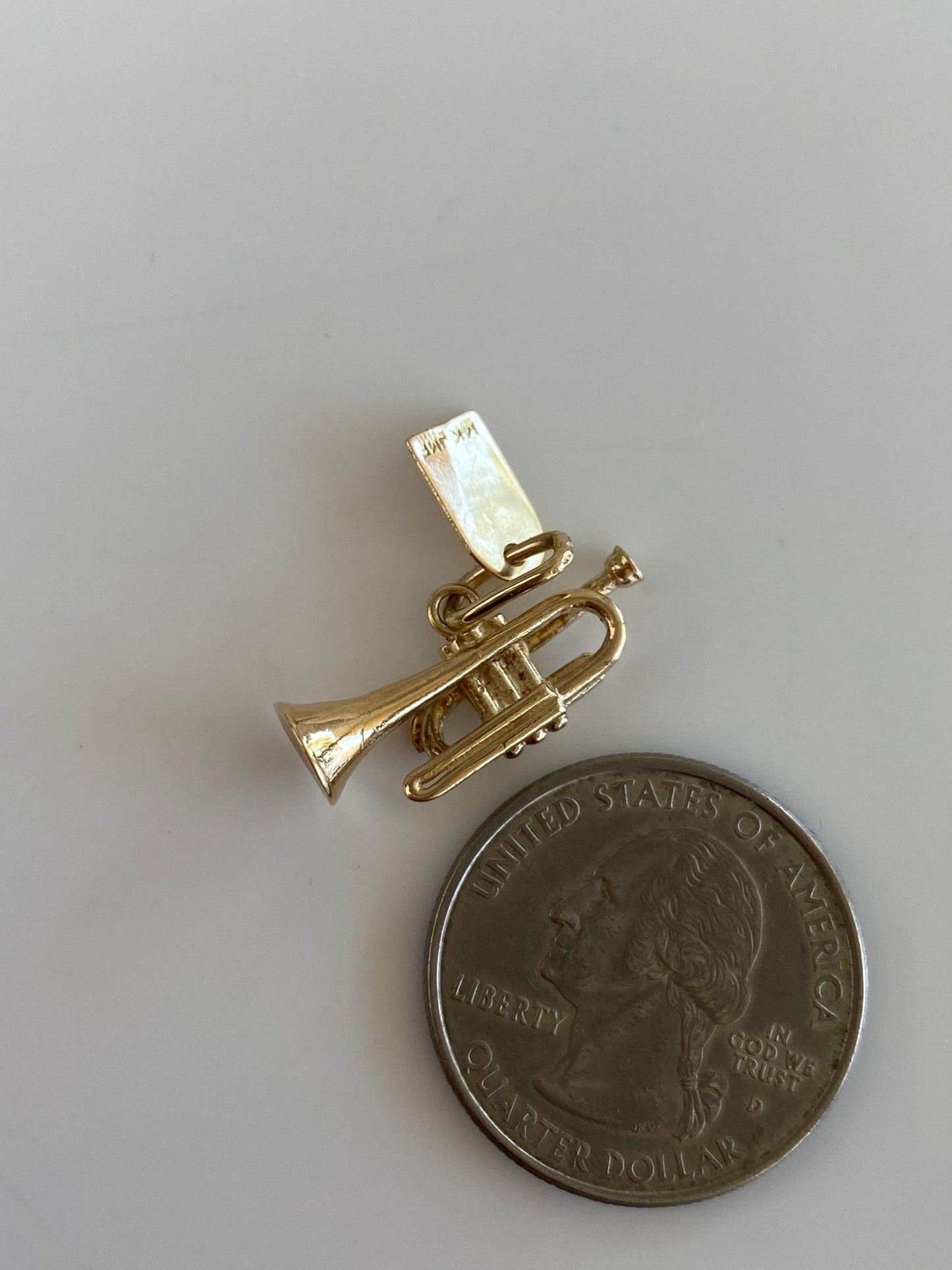 Vintage Solid 14k Yellow Gold New Orleans Trumpet Charm