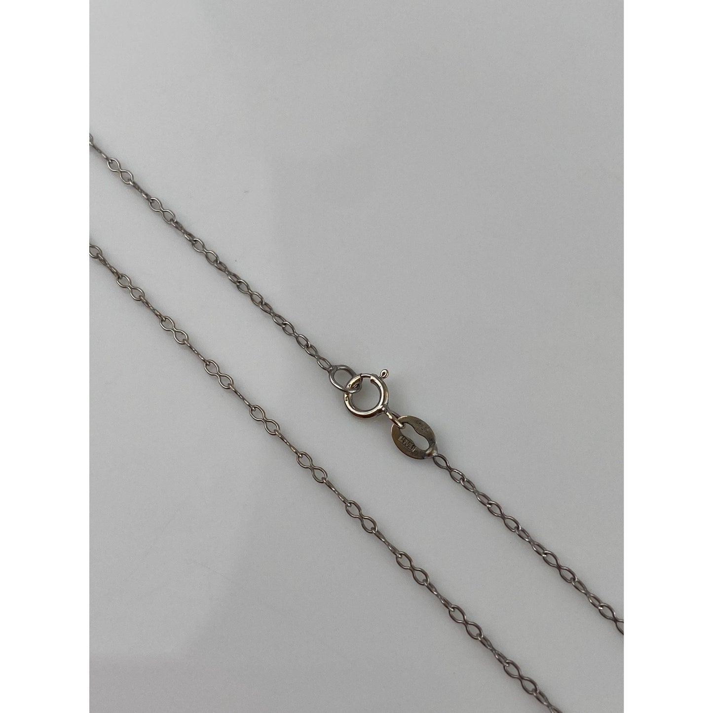 Vintage Solid 14k White Gold Dainty Double Link Chain Necklace - 18 inches