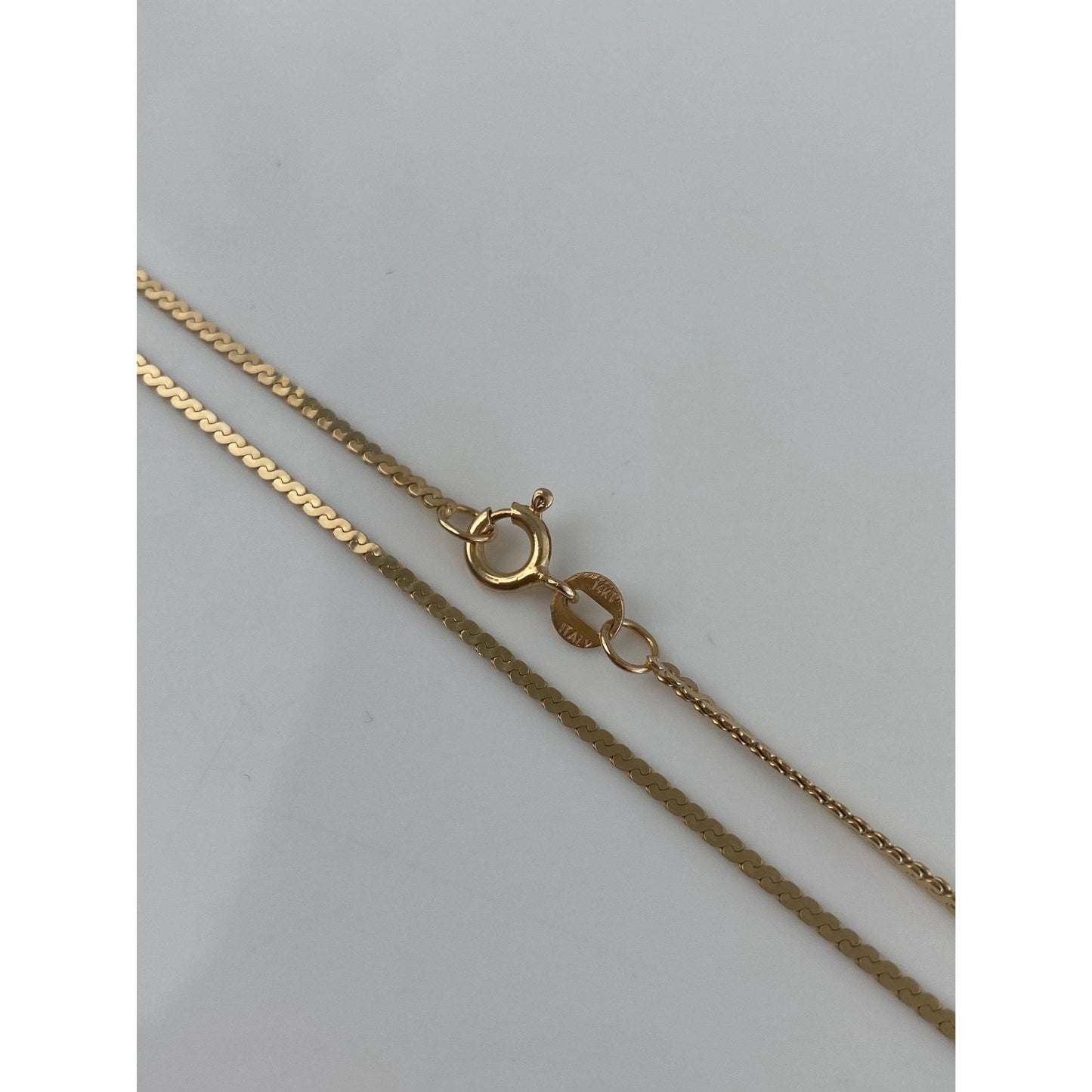 Vintage Solid 14k Yellow Gold Serpentine Chain Necklace - 18 inches