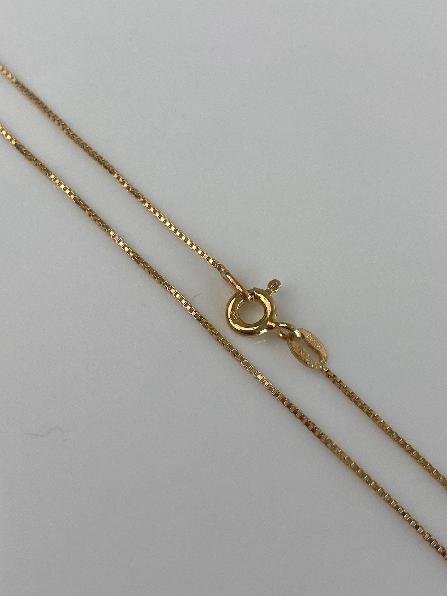 Vintage Solid 14k Yellow Gold Dainty Box Chain Necklace - 18 inches
