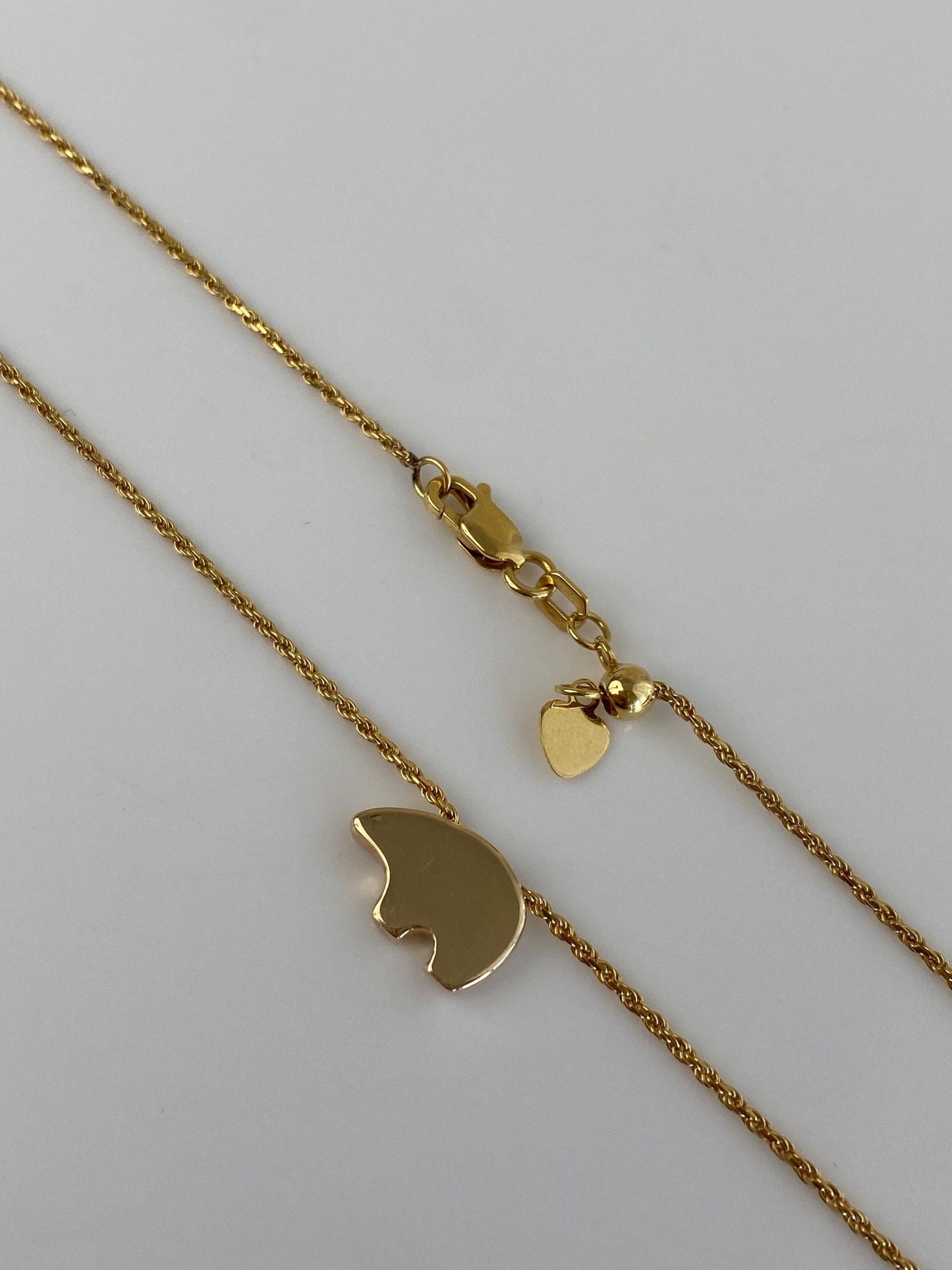 Vintage Solid 14k Yellow Gold Bear Slim Rope Chain Necklace - 21.25 inches