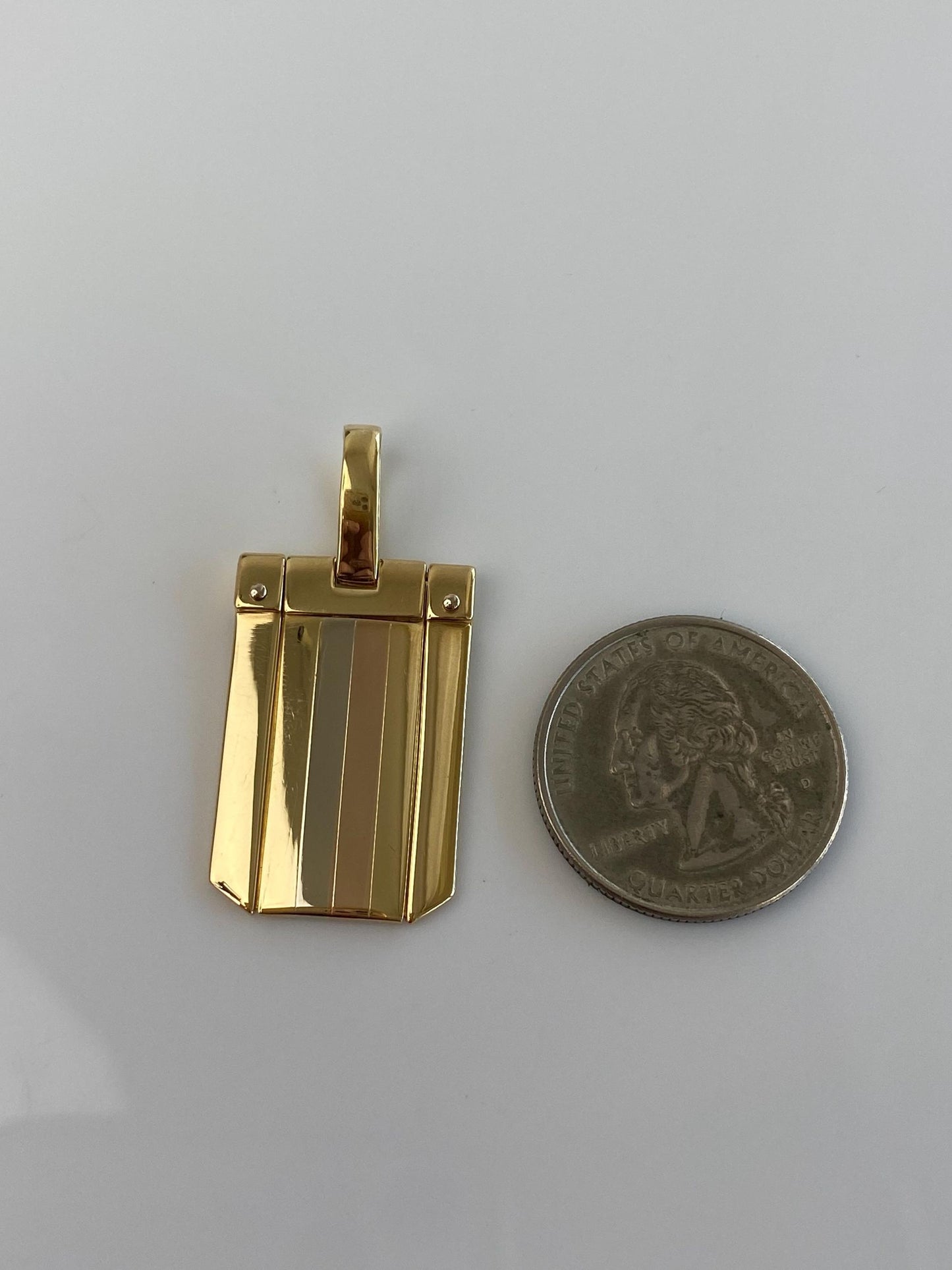 Vintage Solid 18k Tri-Tone Gold Tag Charm