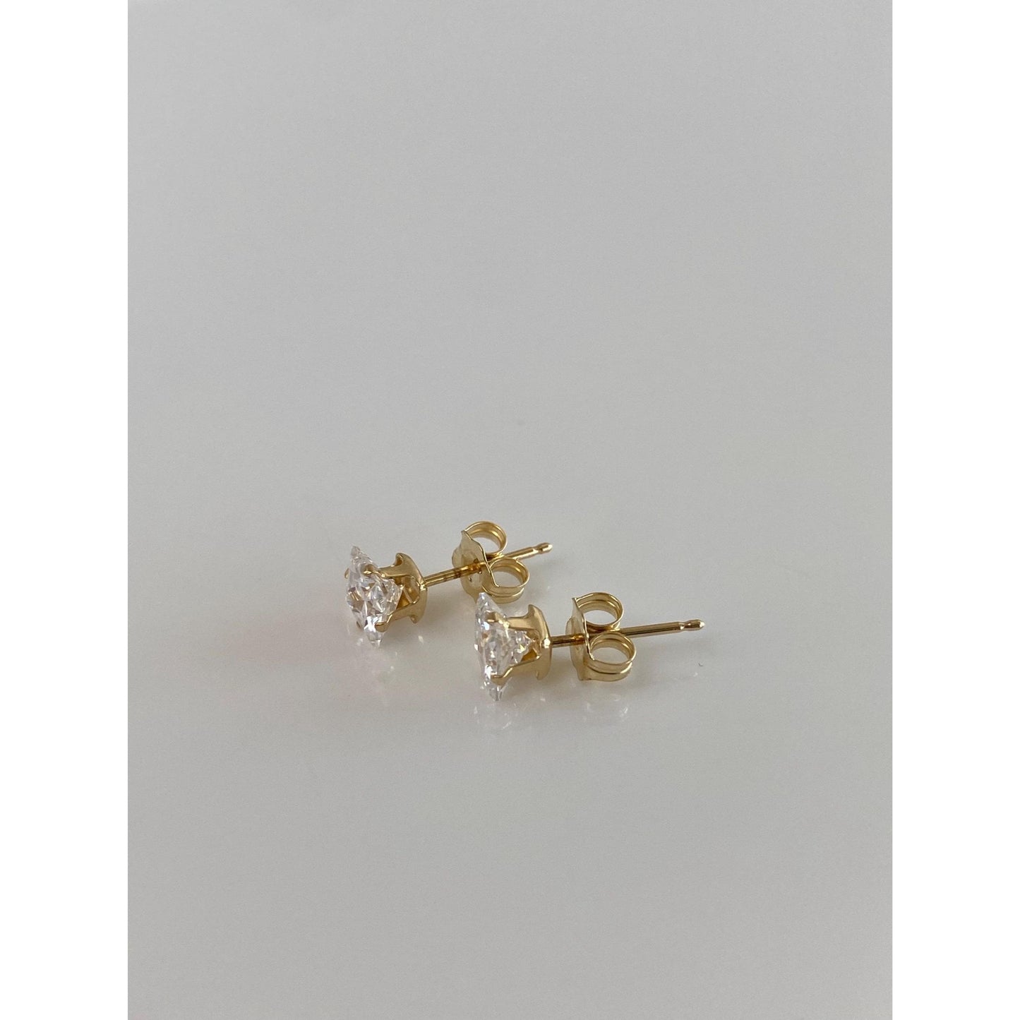 Solid 14k Yellow Gold Square Cubic Zirconia Stud Earrings