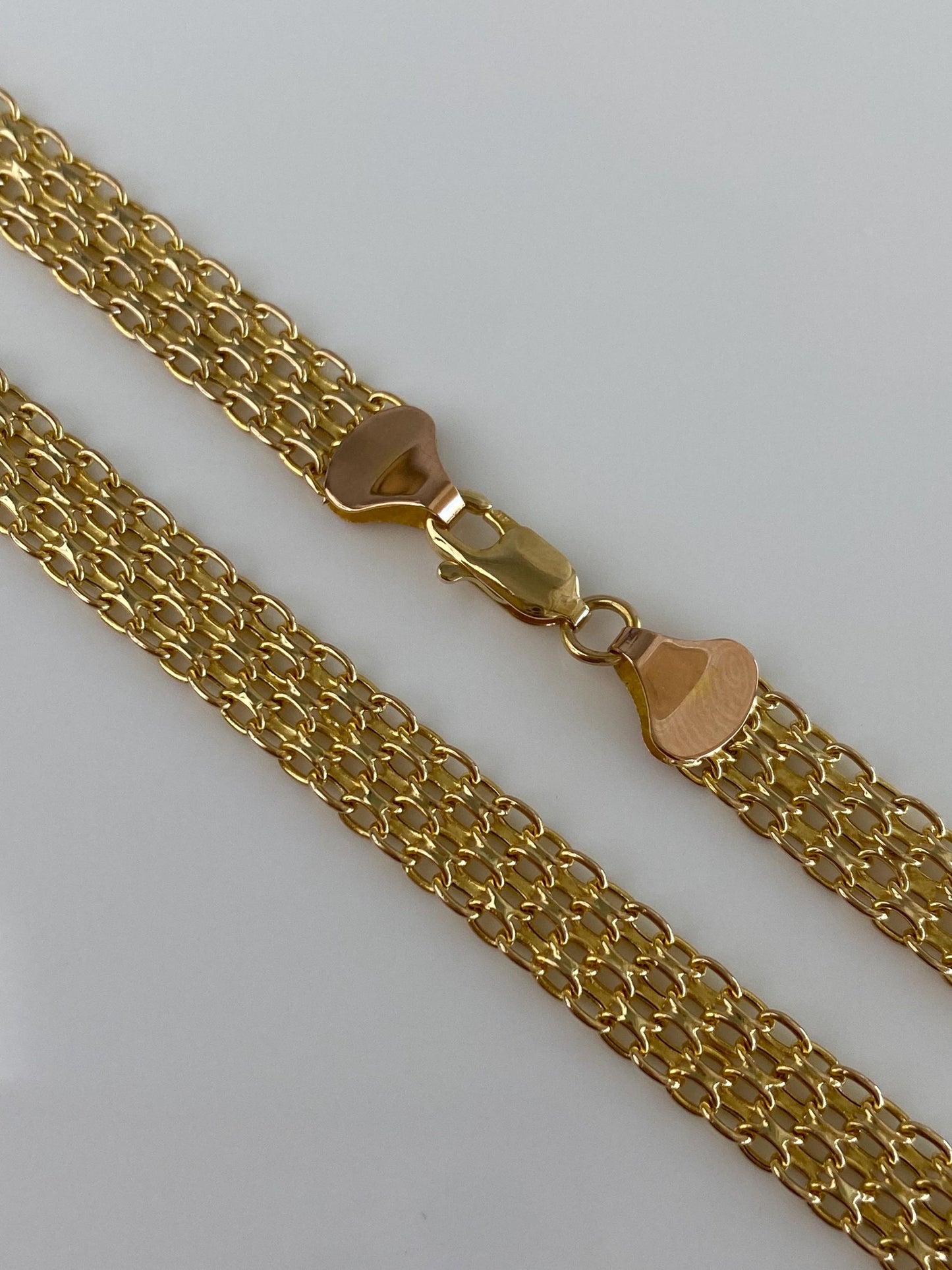 Vintage Solid 14k Yellow Gold Bismark Chain Necklace - 18 inches