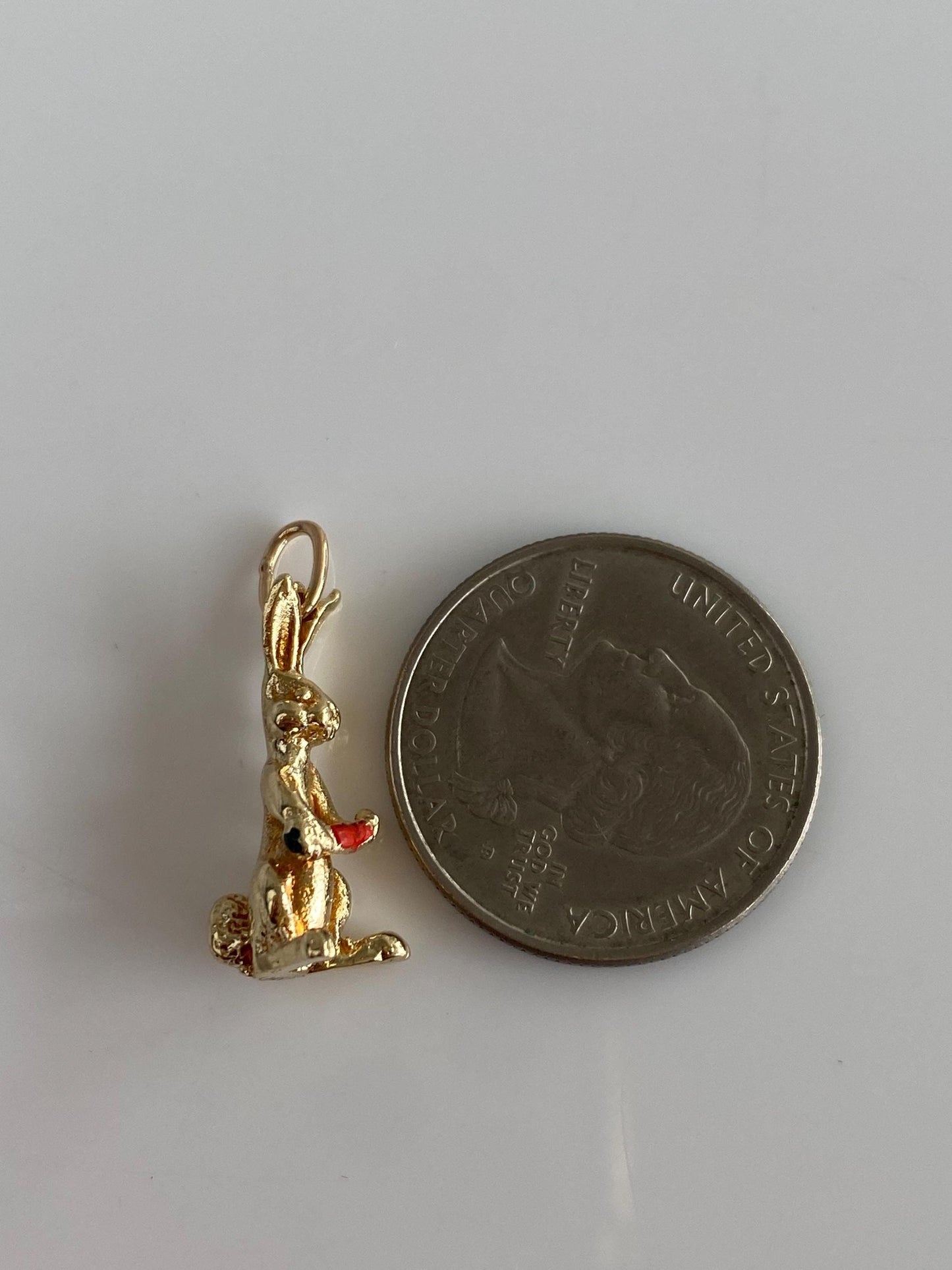 Vintage Solid 14k Yellow Gold Enamel Bugs Bunny Rabbit Charm