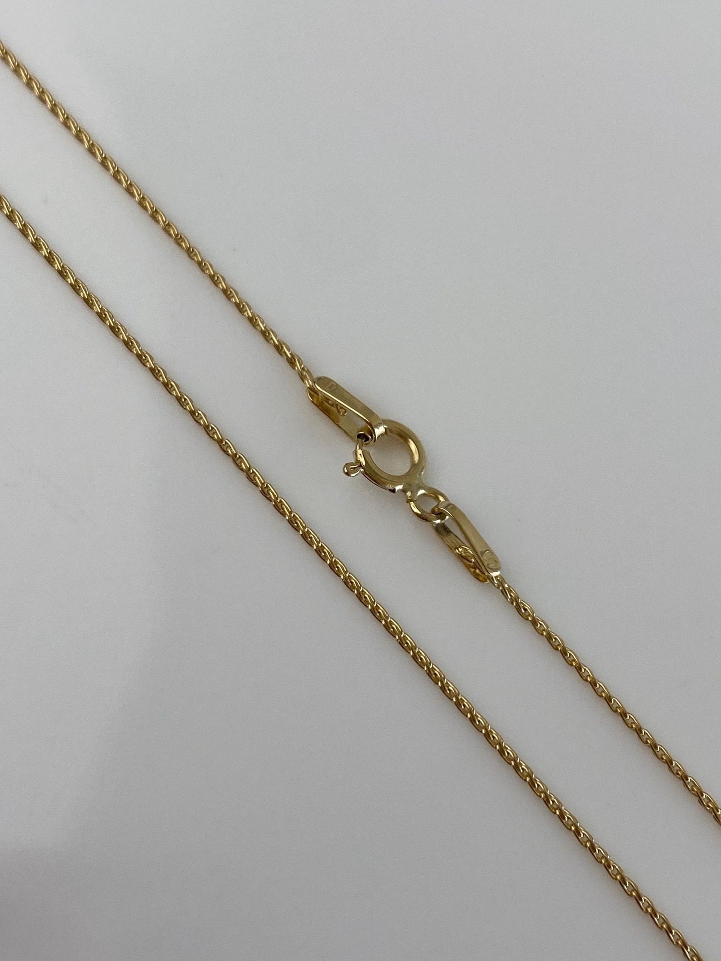 Solid 14k Yellow Gold Slim Dainty Spiga Chain Necklace - 18 inches