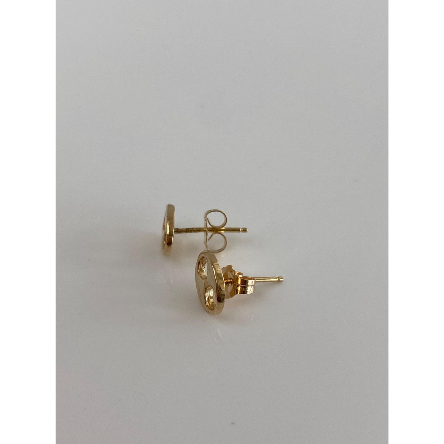 Vintage 14k Yellow Gold Puffy Mariner Link Stud Earrings