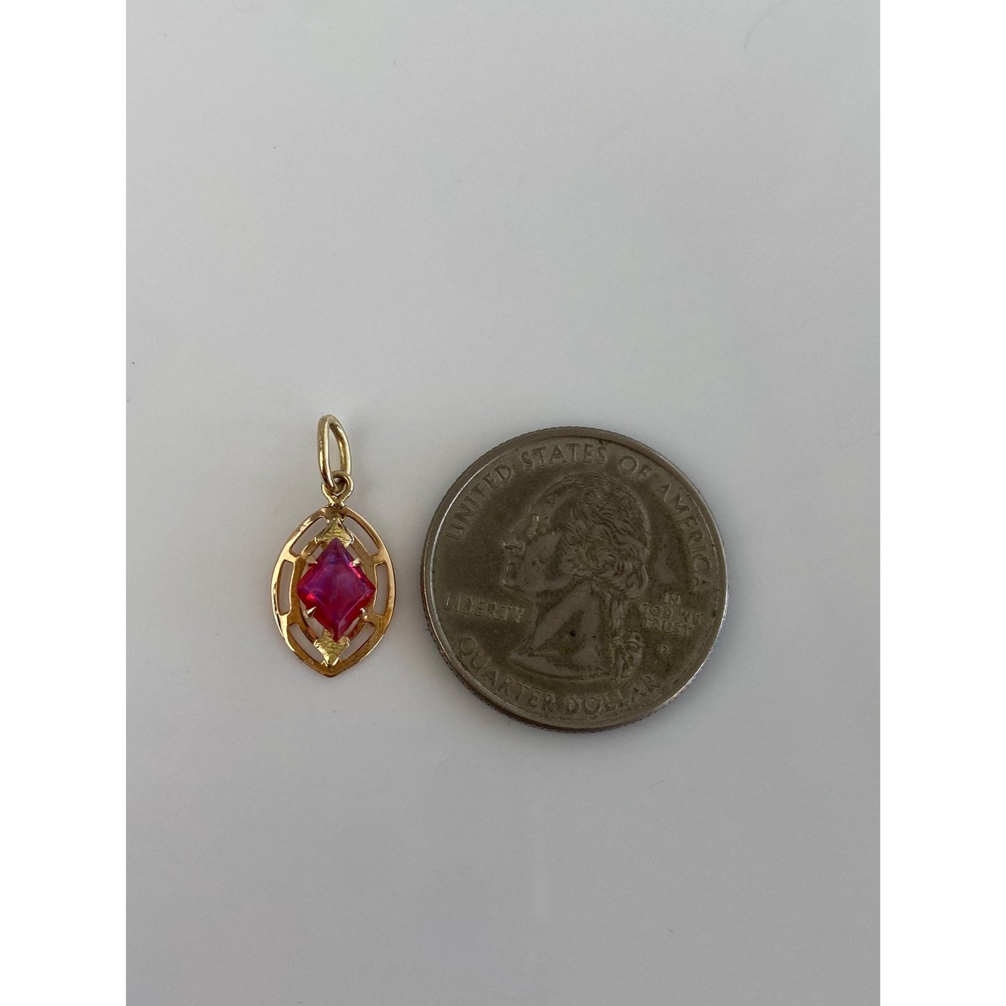 Vintage Solid 10k Yellow Gold Pink Cubic Zirconia Stick Pin Conversion Charm