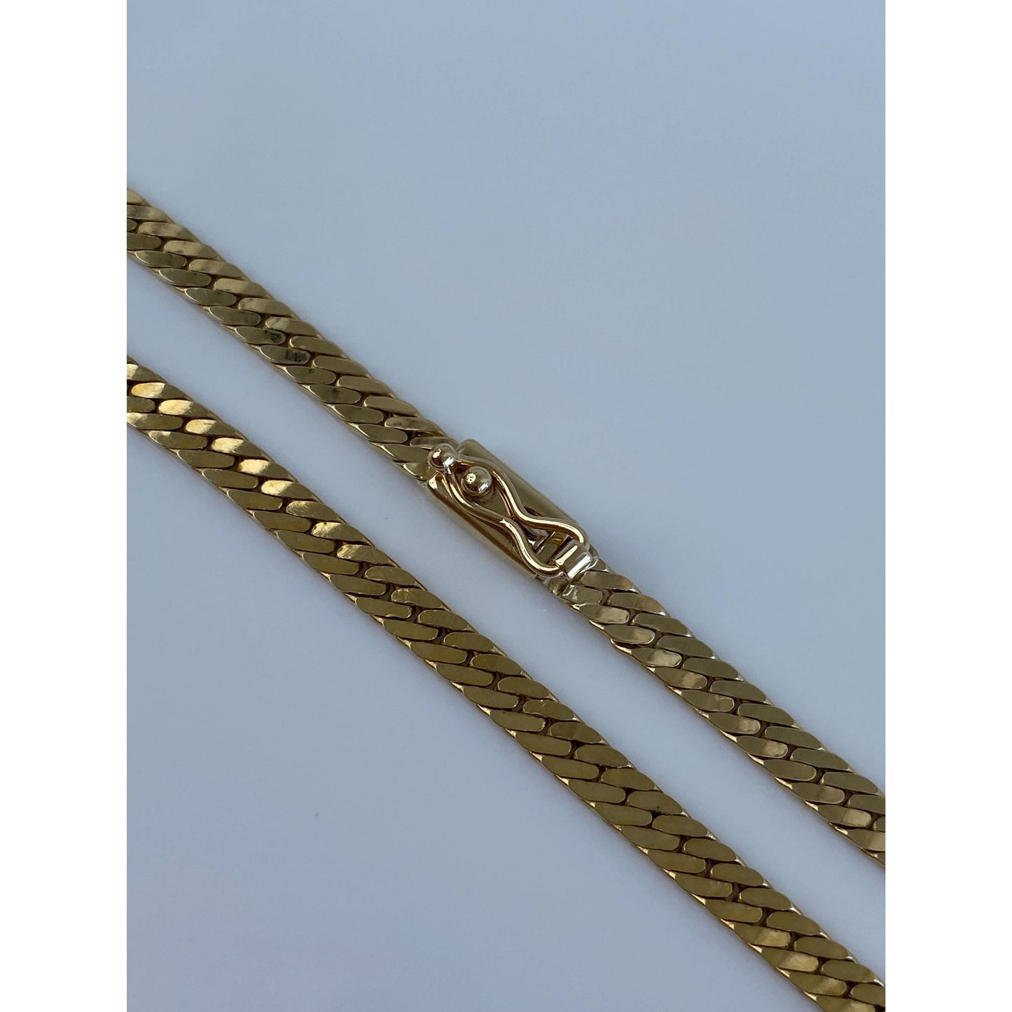 Vintage Solid 14k Yellow Gold Chunky Herringbone Chain Choker Necklace - 15 inches