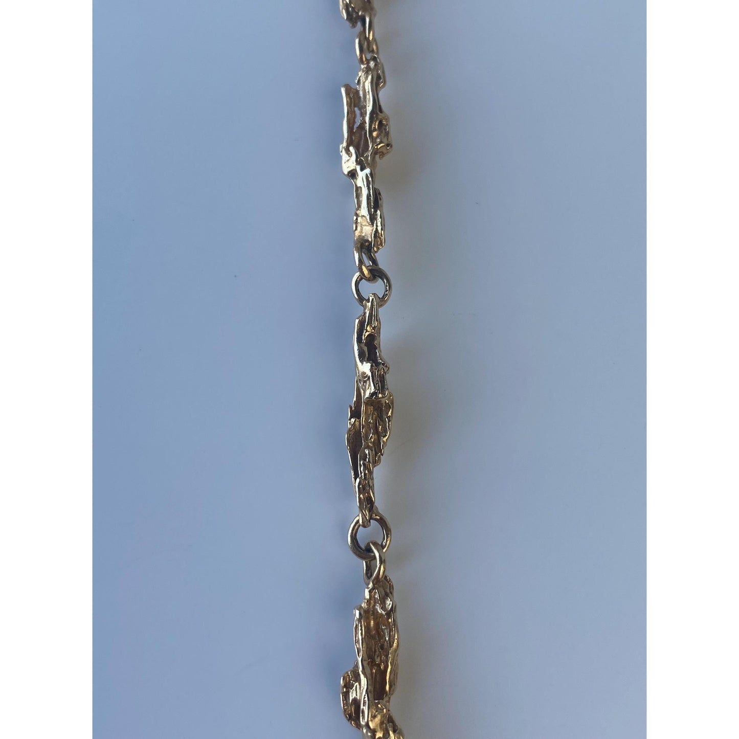 Vintage Solid 14k Yellow Gold Textured Nugget Link Bracelet - 7.25 inches