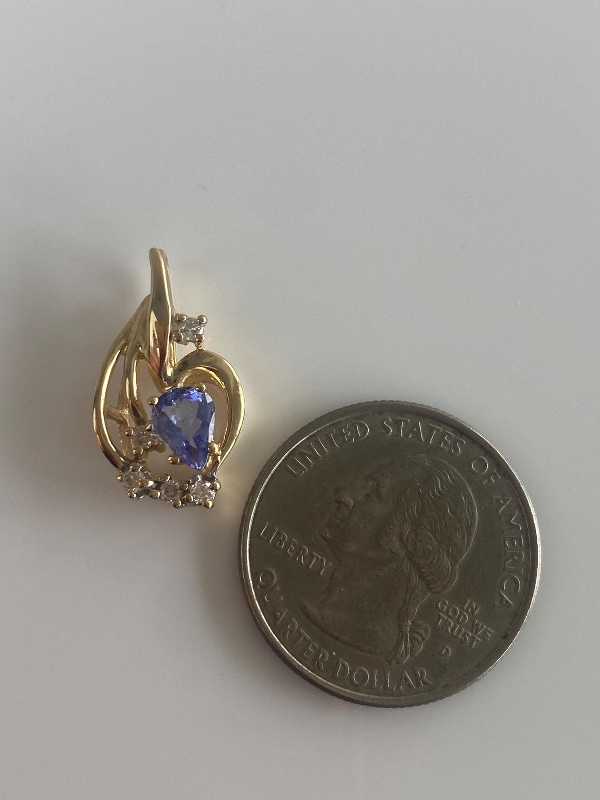 Solid 14k Yellow Gold Diamonds Tanzanite Charm