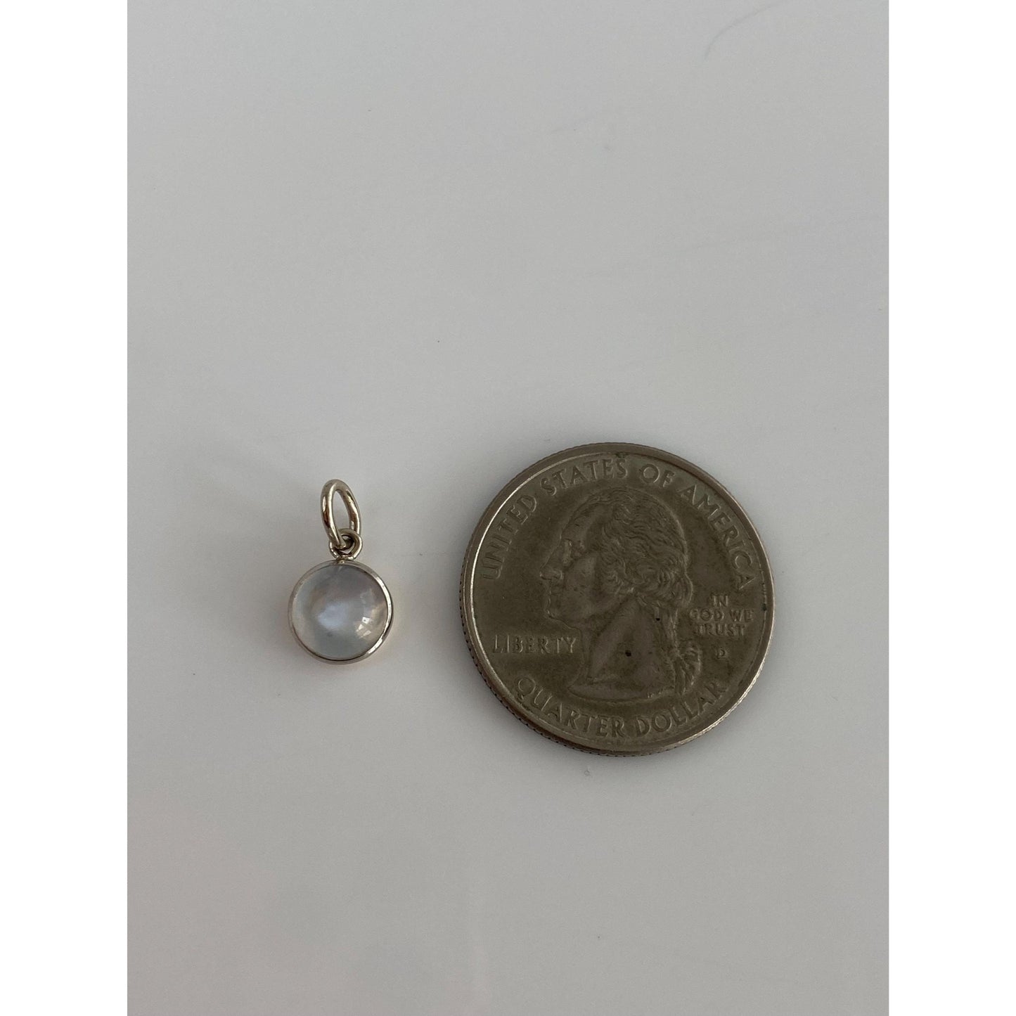 Vintage Solid 14k Yellow Gold & Platinum Little Moonstone Cufflink Conversion Charm
