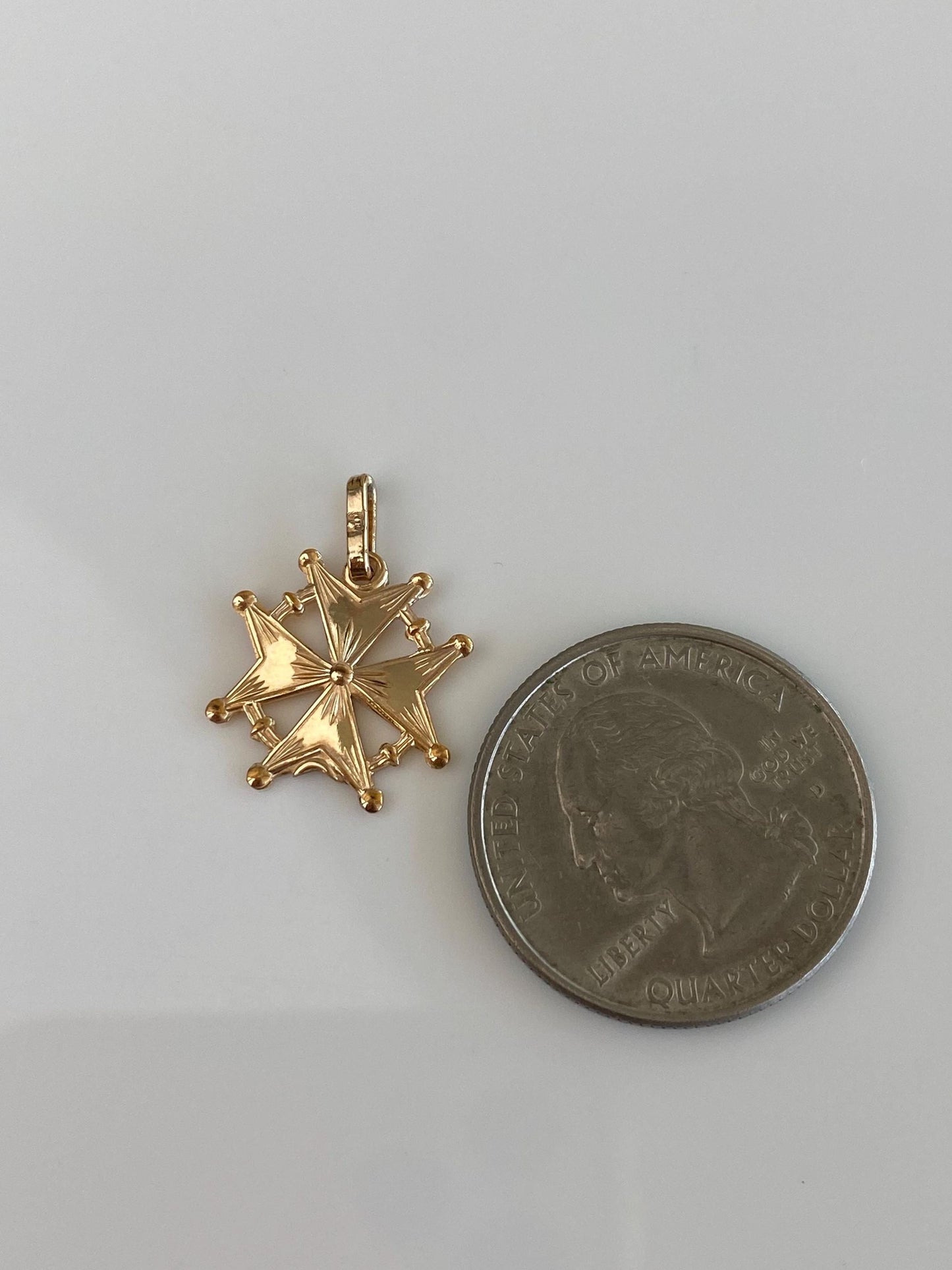 Vintage Solid 12k Yellow Star Cross Charm