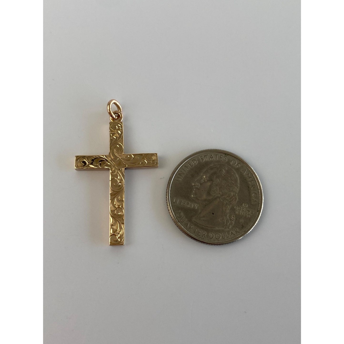 Vintage 10k Yellow Gold Scrollwork Cross Charm