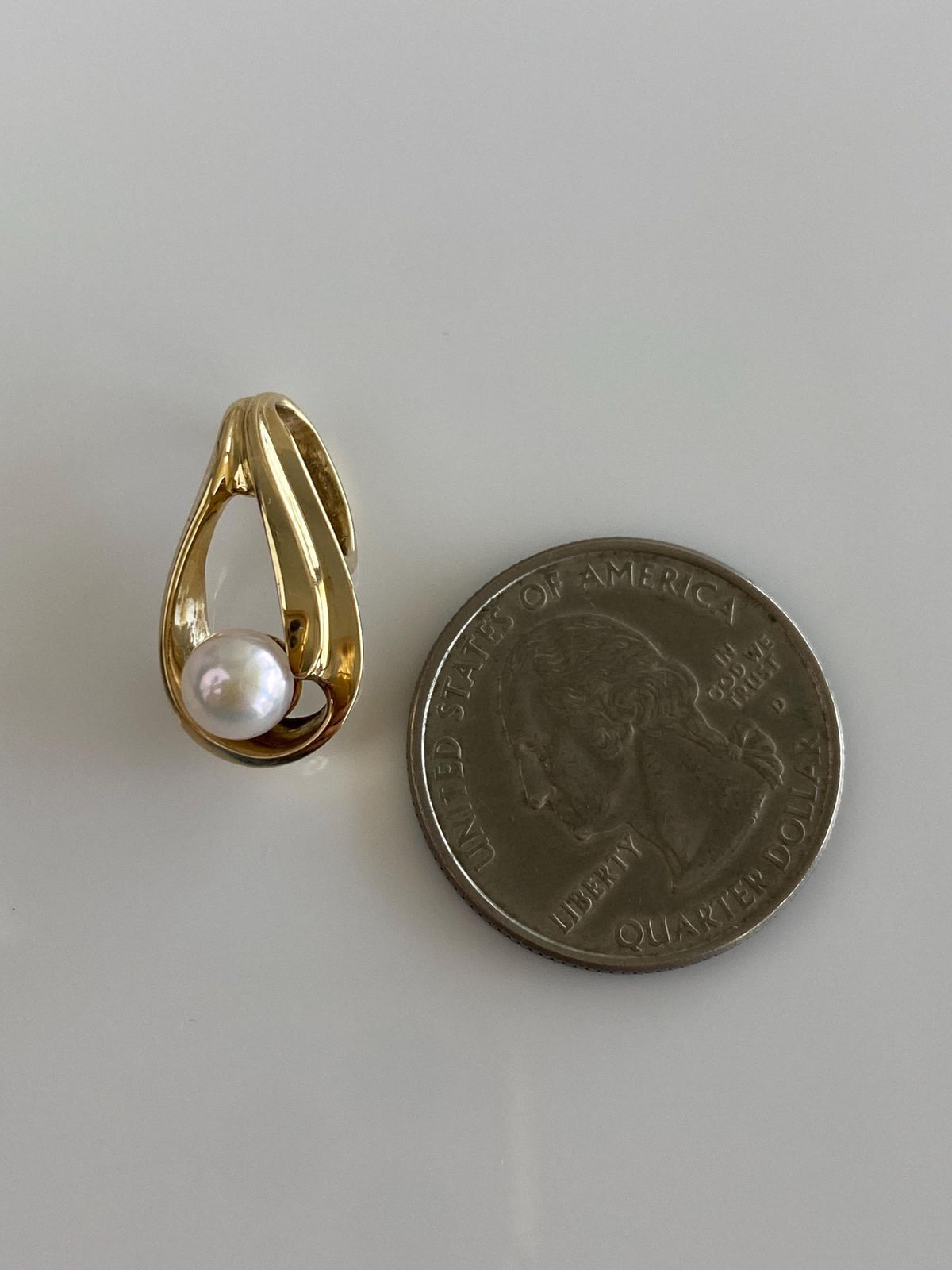 Vintage Solid 14k Yellow Gold Pearl Slide Charm