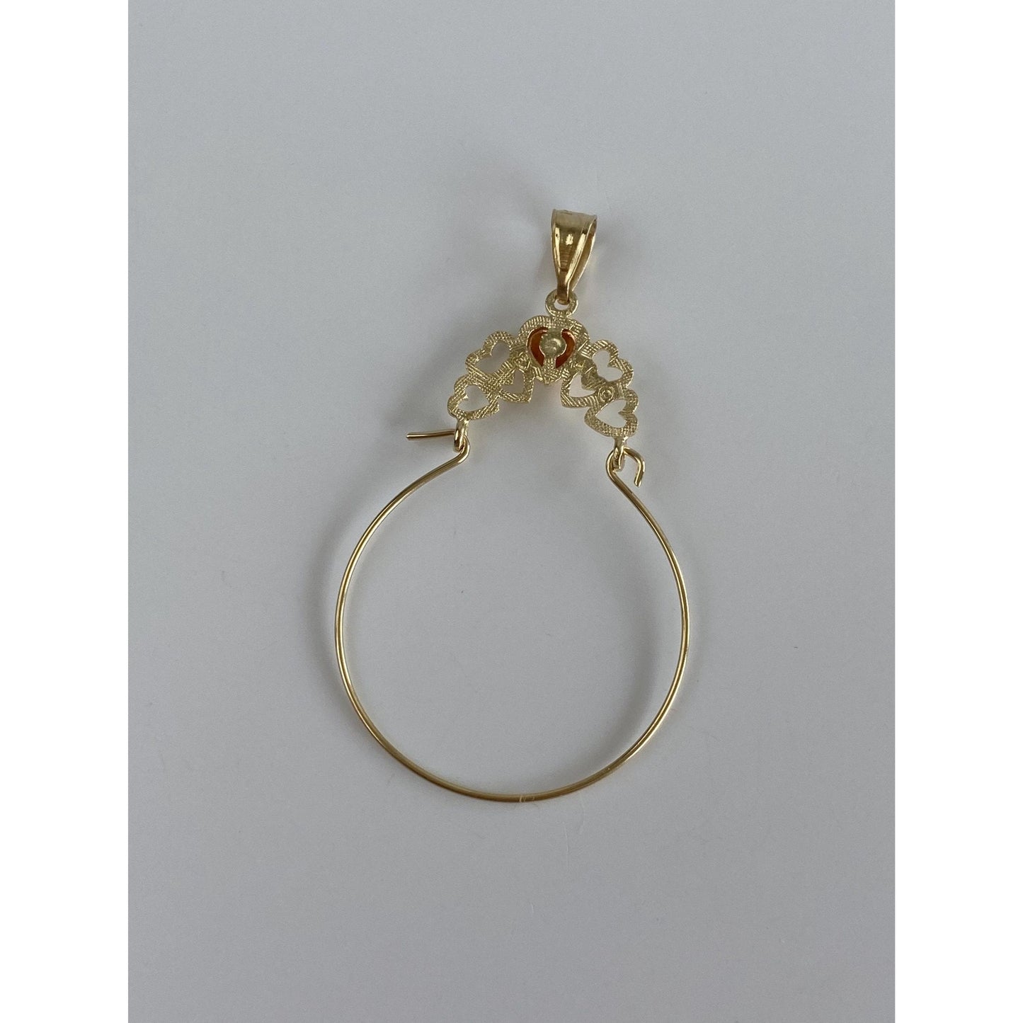 Vintage Solid 14k Rosey & Yellow Gold Hearts Charm Holder Charm