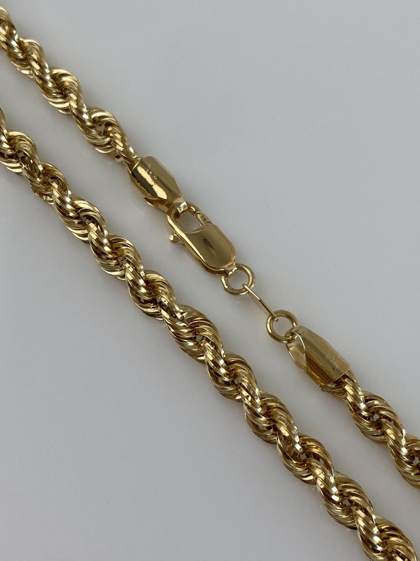 Vintage 14k Yellow Gold Rope Chain Necklace - 24.75 inches